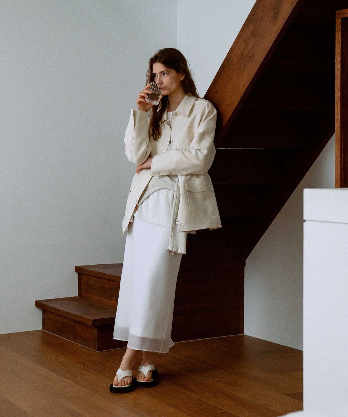 라메레이(LAMEREI) Cotton Half Jacket[LMBESPJK5101]-Cream Beige