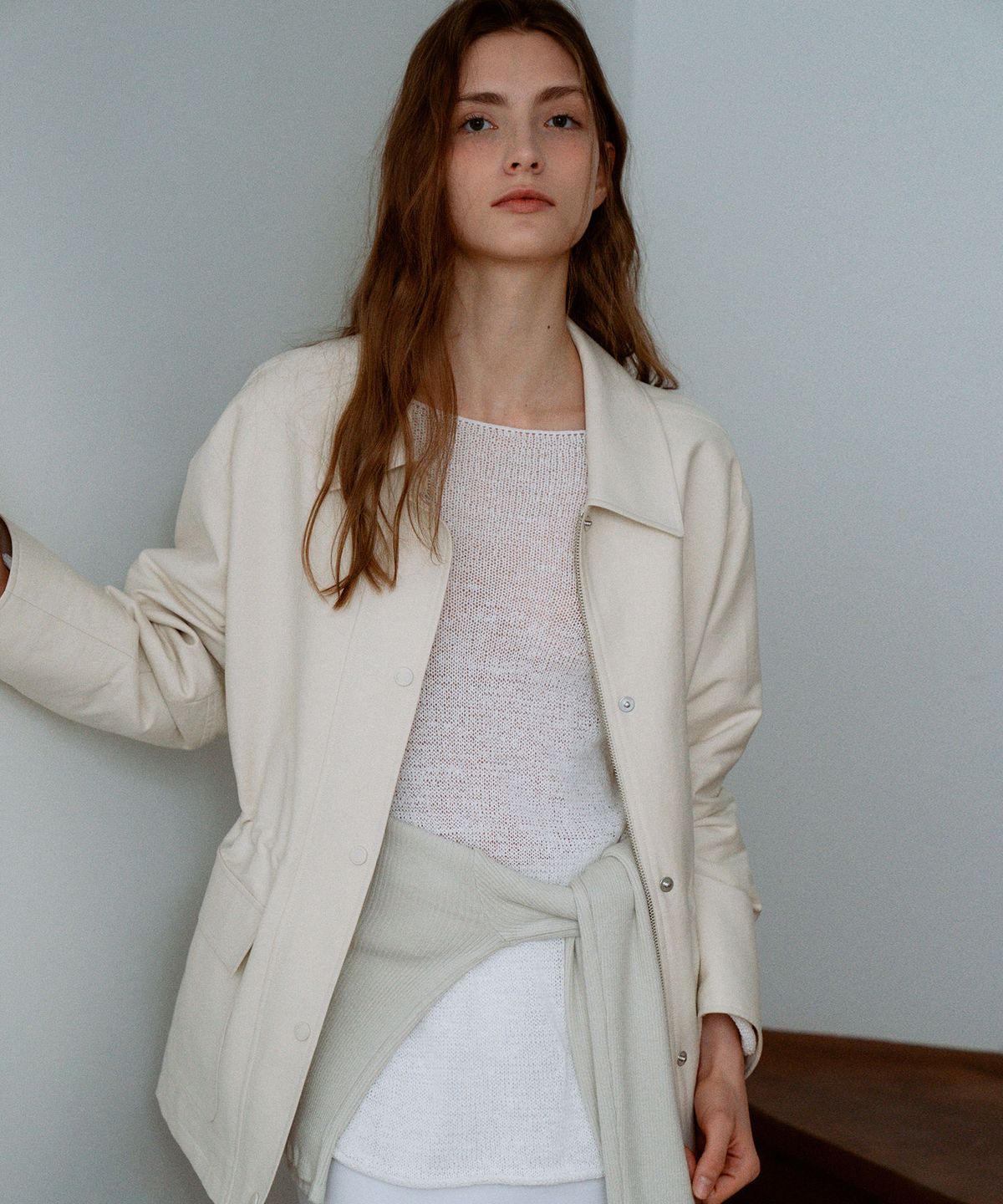 라메레이(LAMEREI) Cotton Half Jacket[LMBESPJK5101]-Cream Beige
