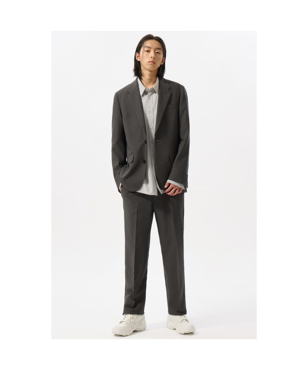 커스텀멜로우(CUSTOMELLOW) Grey Slim Fit Setup Pants CWPAM25402GYD