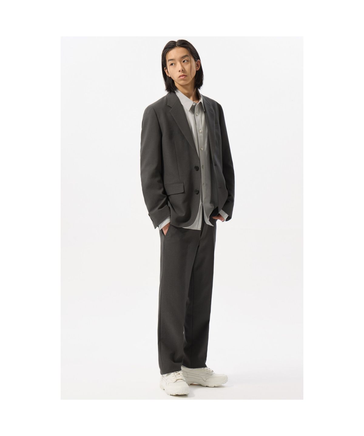 커스텀멜로우(CUSTOMELLOW) Grey Slim Fit Setup Pants CWPAM25402GYD