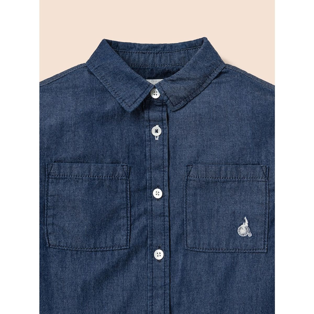 빈폴 키즈(BEANPOLE KIDS) 진청 여아 데님 크롭 셔츠  네이비 (BI5264G90R)