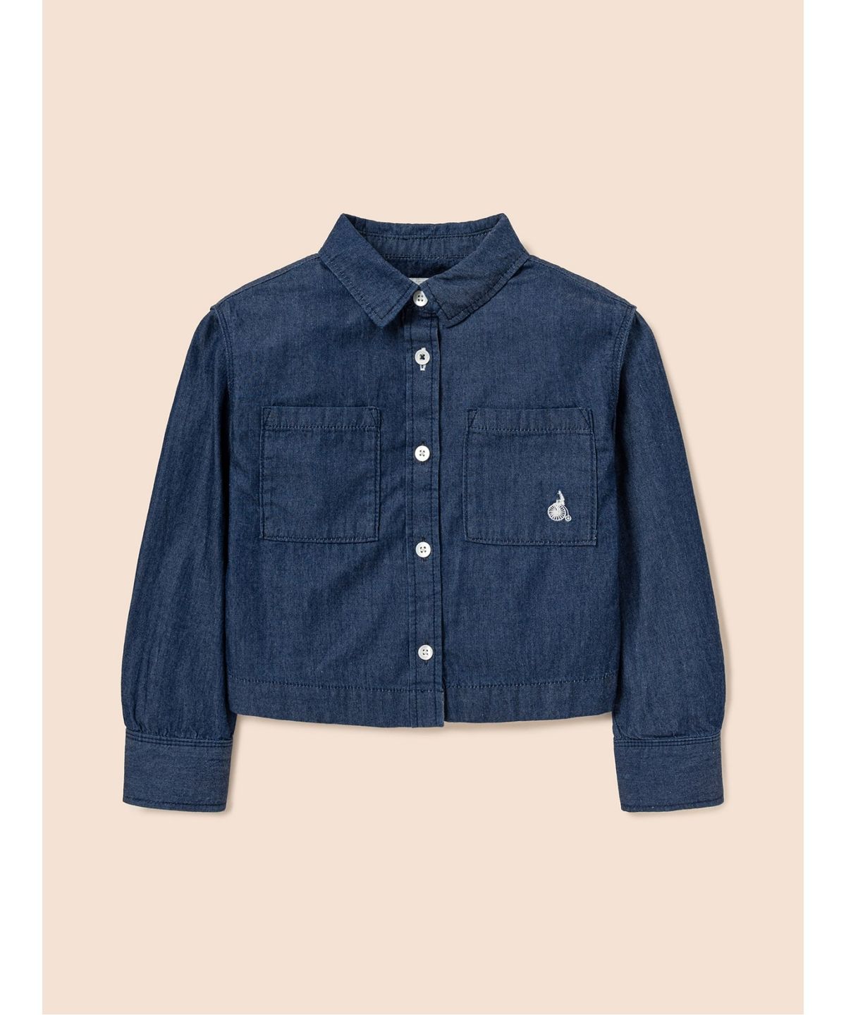 빈폴 키즈(BEANPOLE KIDS) 진청 여아 데님 크롭 셔츠  네이비 (BI5264G90R)