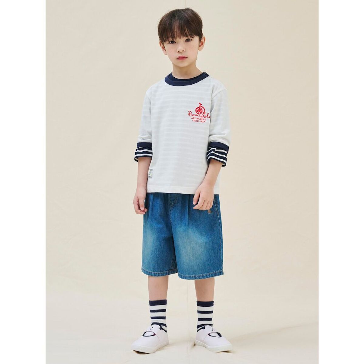 빈폴 키즈(BEANPOLE KIDS) 7부 링거 티셔츠  아이보리 (BI5241U030)