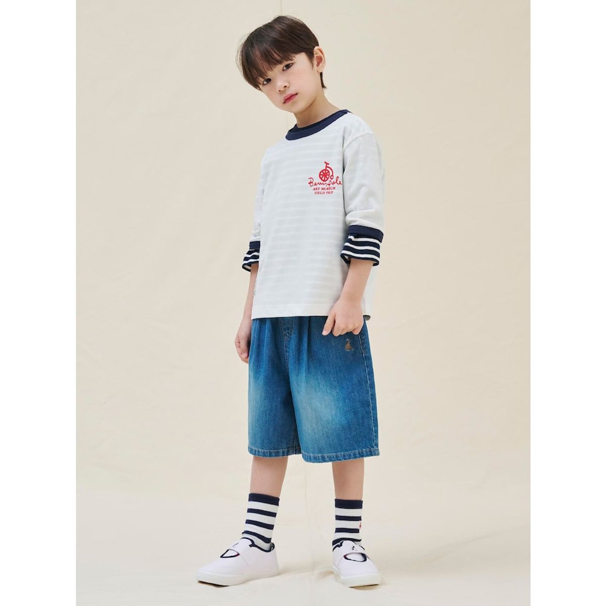 빈폴 키즈(BEANPOLE KIDS) 7부 링거 티셔츠  아이보리 (BI5241U030)