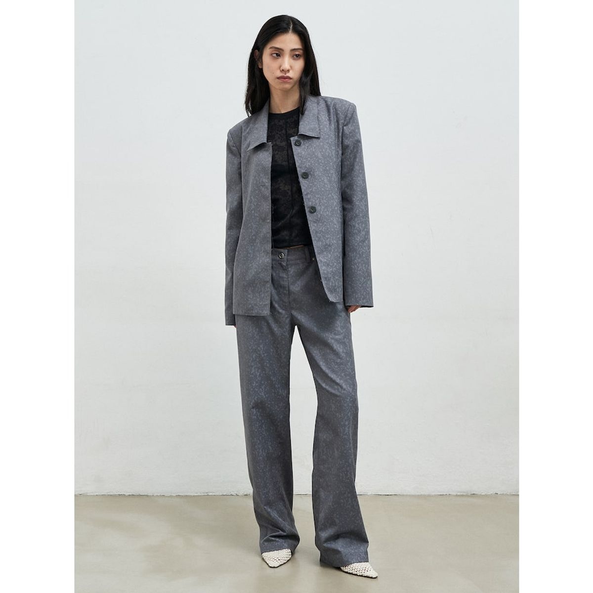 앙개(ANGGAE) Flocky Pattern Jacket  Grey