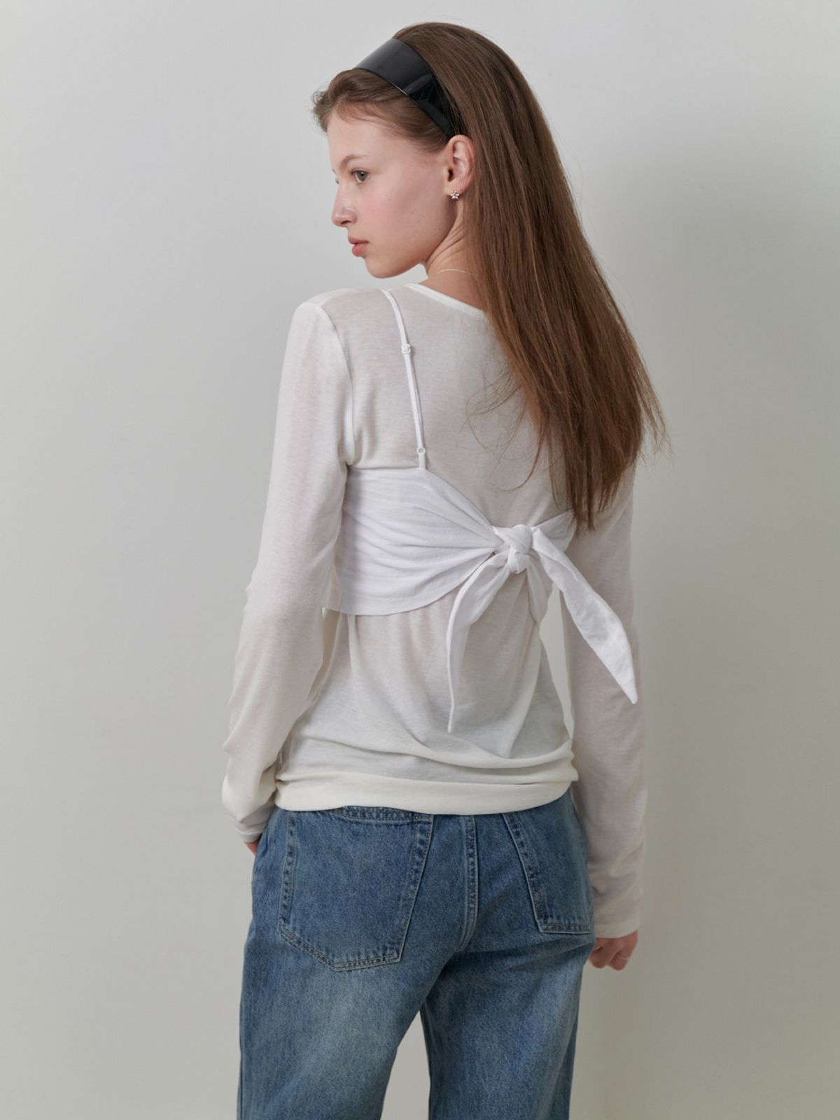 리엘(RE L) Rosetta scarf top (white)
