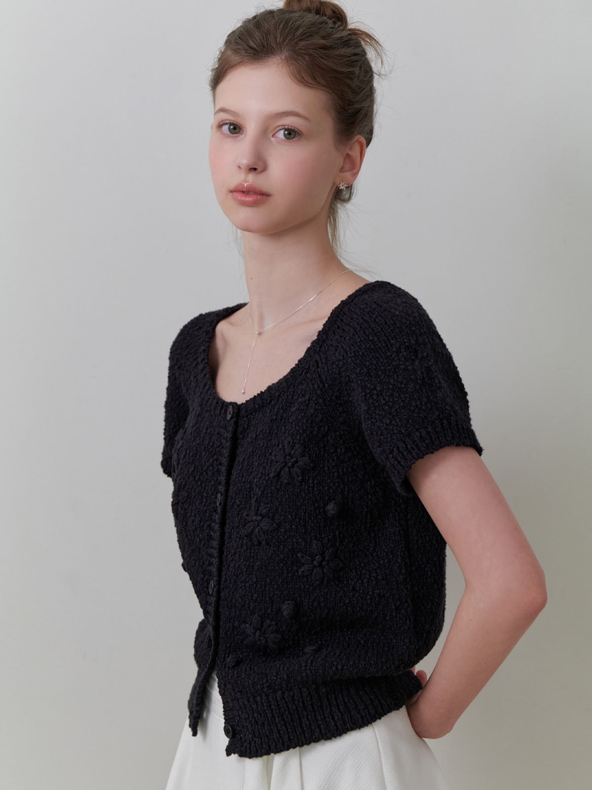 리엘(RE L) Suzan half cardigan (black)