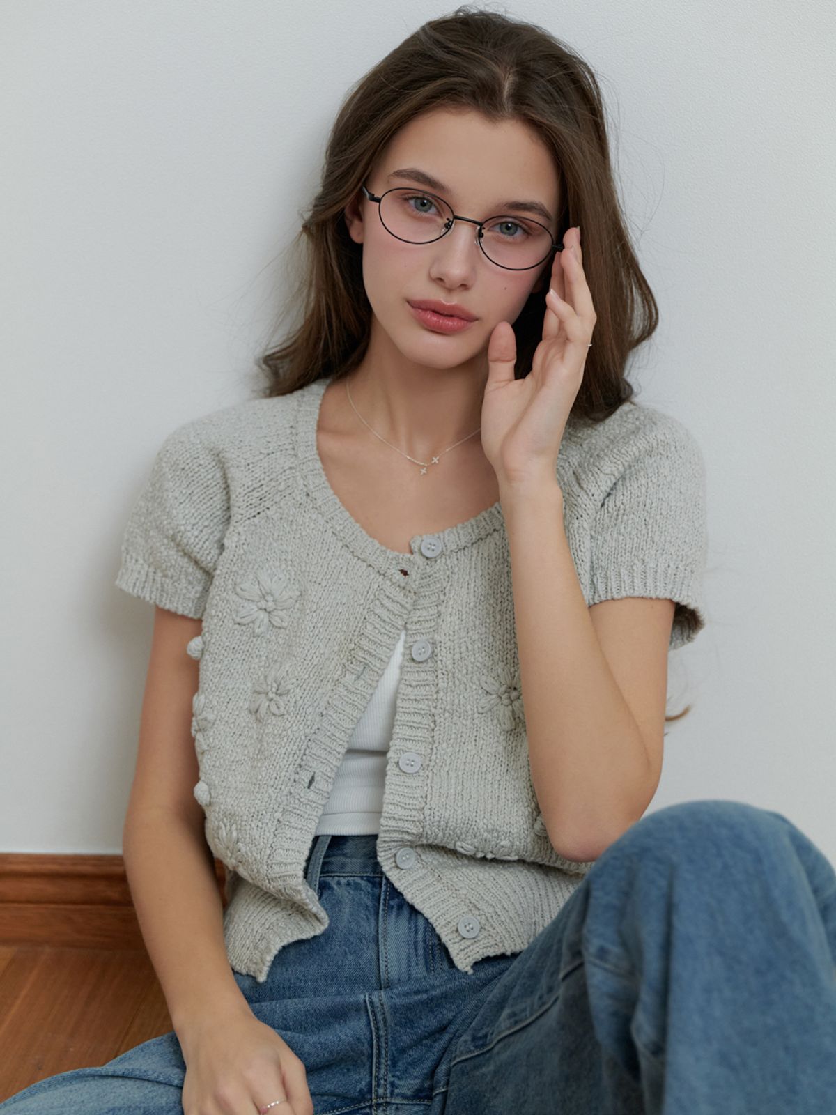 리엘(RE L) Suzan half cardigan (mint)