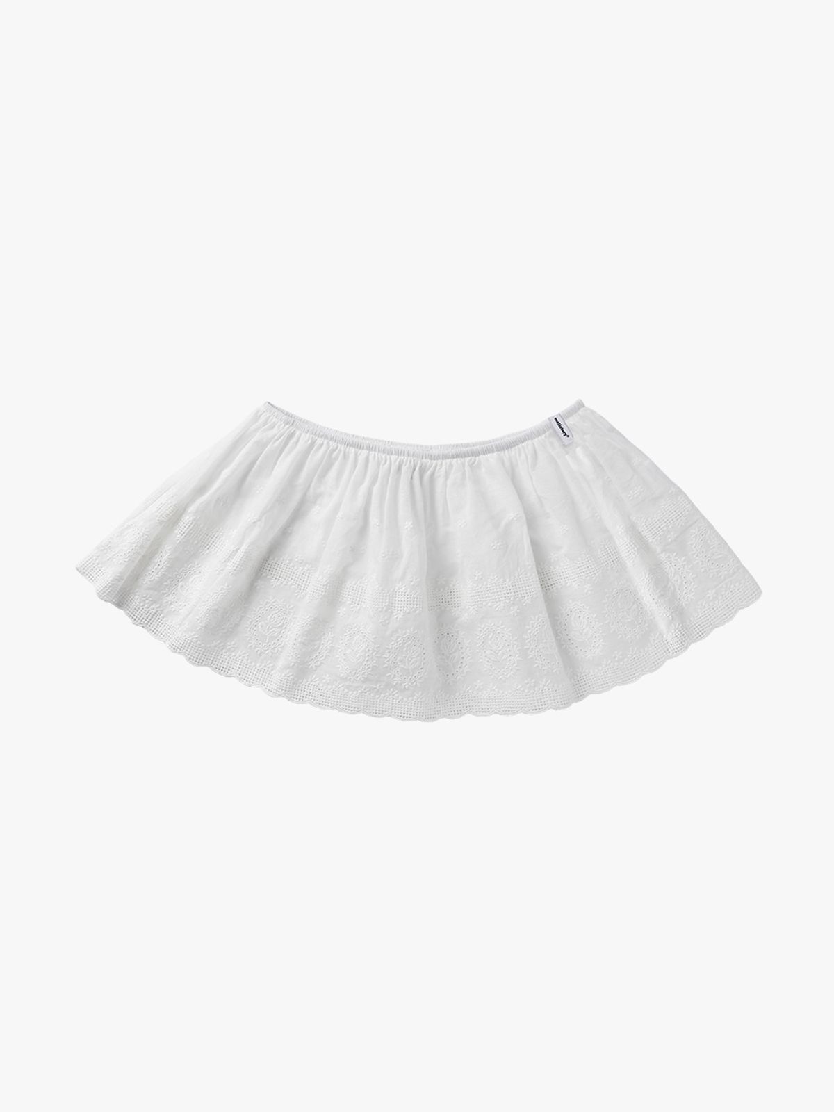 멜로토리(MELLOTORY) 자수 레이어드 미니 스커트 (화이트)