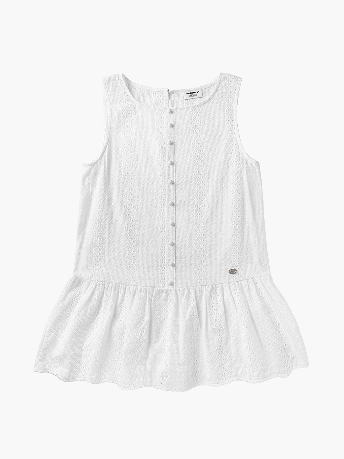 멜로토리(MELLOTORY) 아일렛 자수 미니 원피스 (화이트)