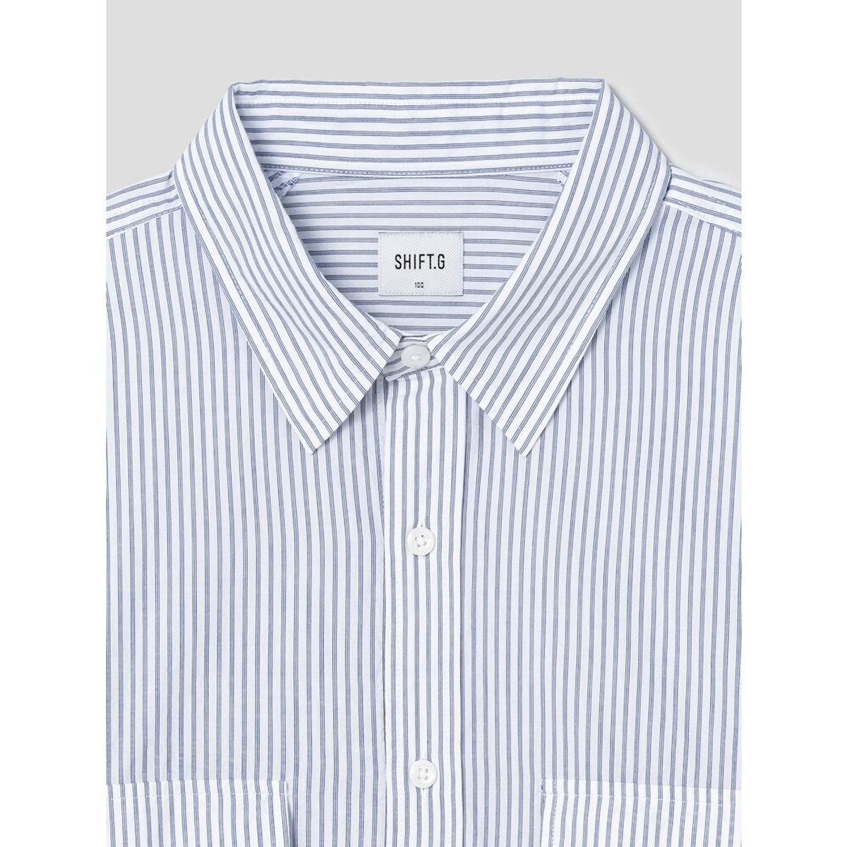 시프트지(SHIFT.G) Stripe Cloud Shirts  White