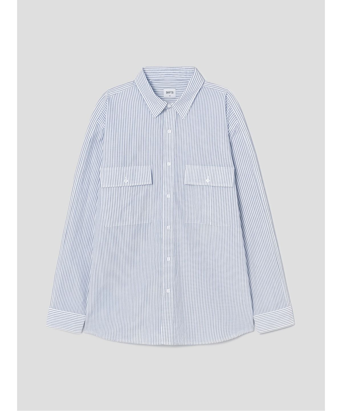 시프트지(SHIFT.G) Stripe Cloud Shirts  White