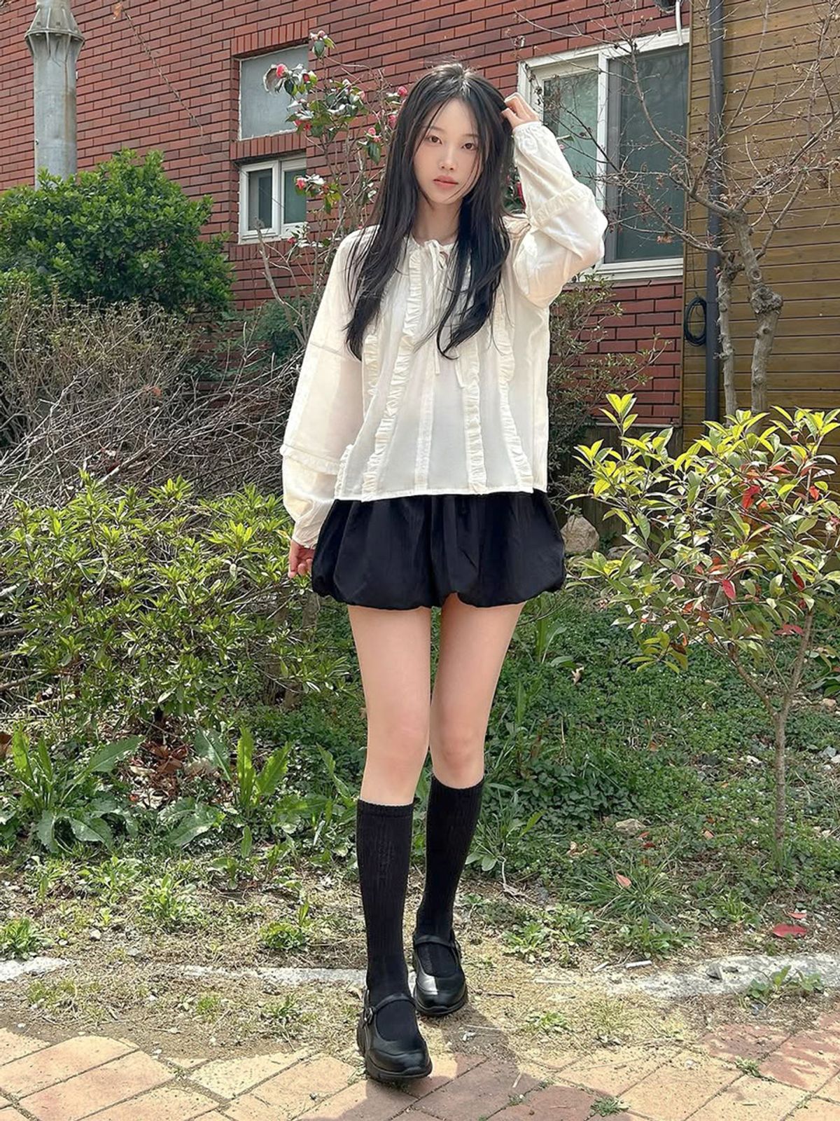 멜로토리(MELLOTORY) 보헤미안 볼륨 블라우스 (크림)