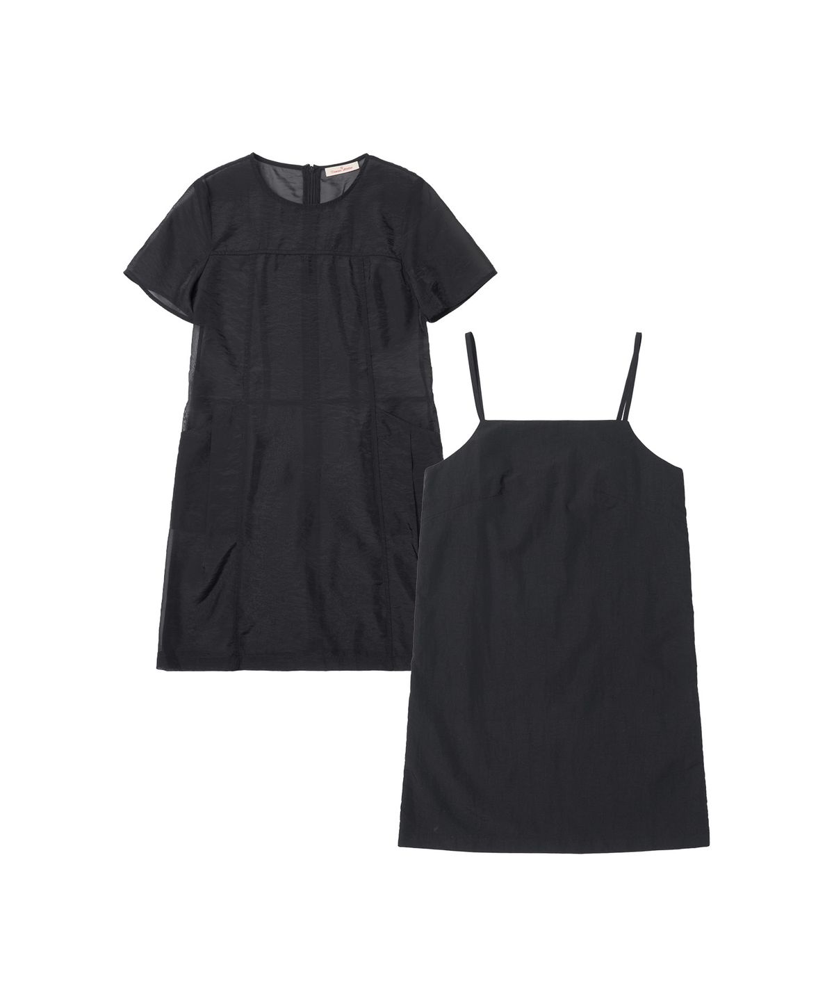 반원 아틀리에(VANONE ATELIER) A3518 시스루 레이어드 셋업 원피스_Black