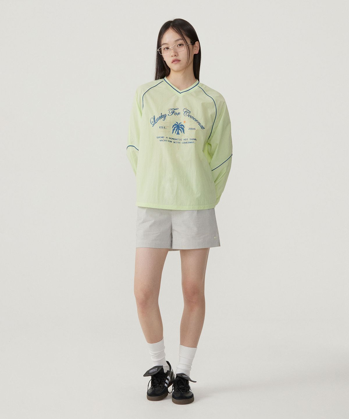 커버낫 우먼(COVERNAT WOMAN) 우먼 그래픽 나일론 롱슬리브 Lime