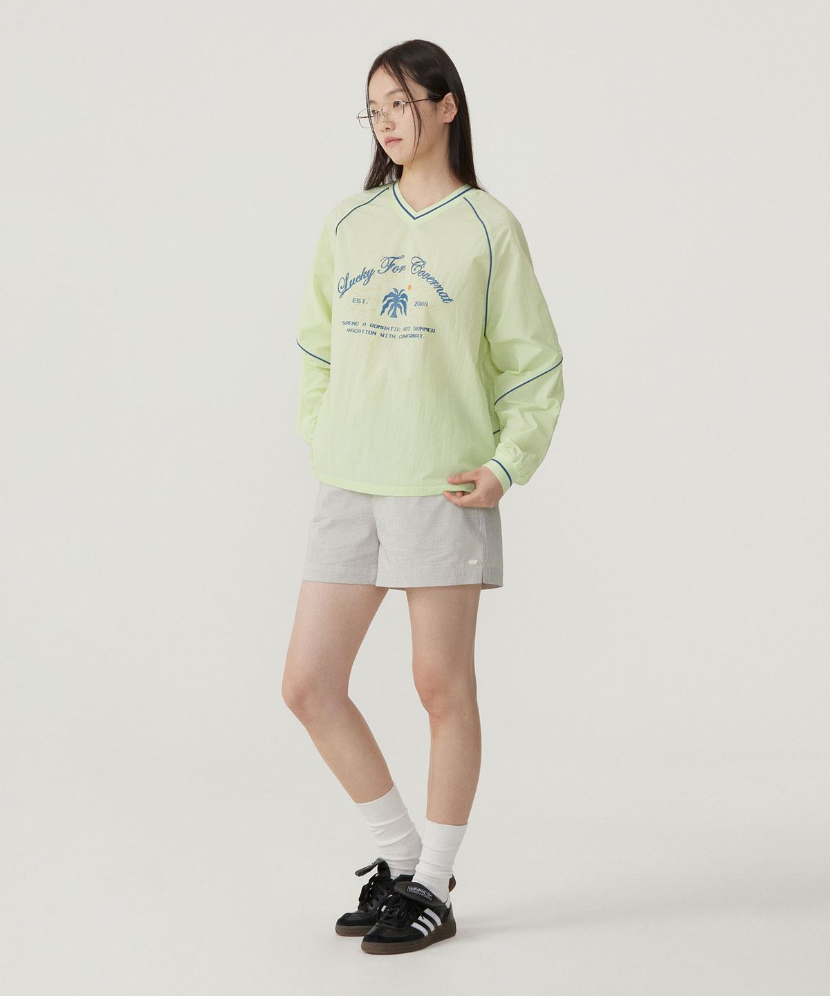 커버낫 우먼(COVERNAT WOMAN) 우먼 그래픽 나일론 롱슬리브 Lime