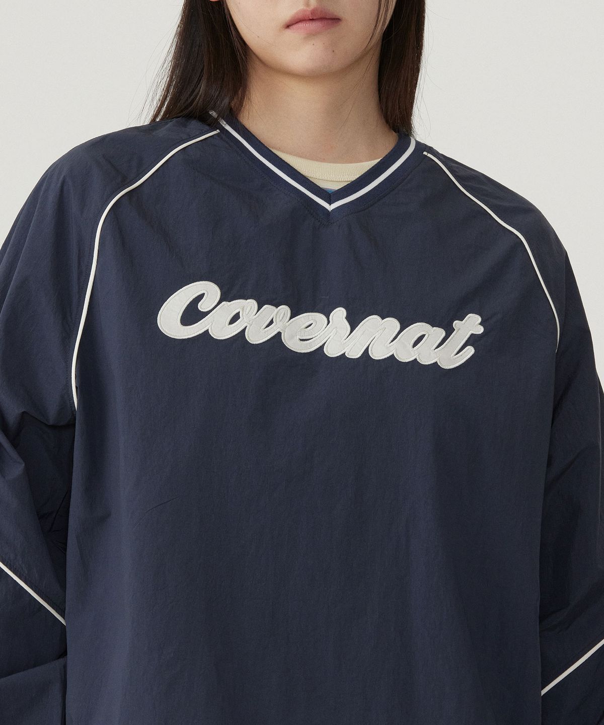 커버낫 우먼(COVERNAT WOMAN) 우먼 로고 나일론 롱슬리브 Navy