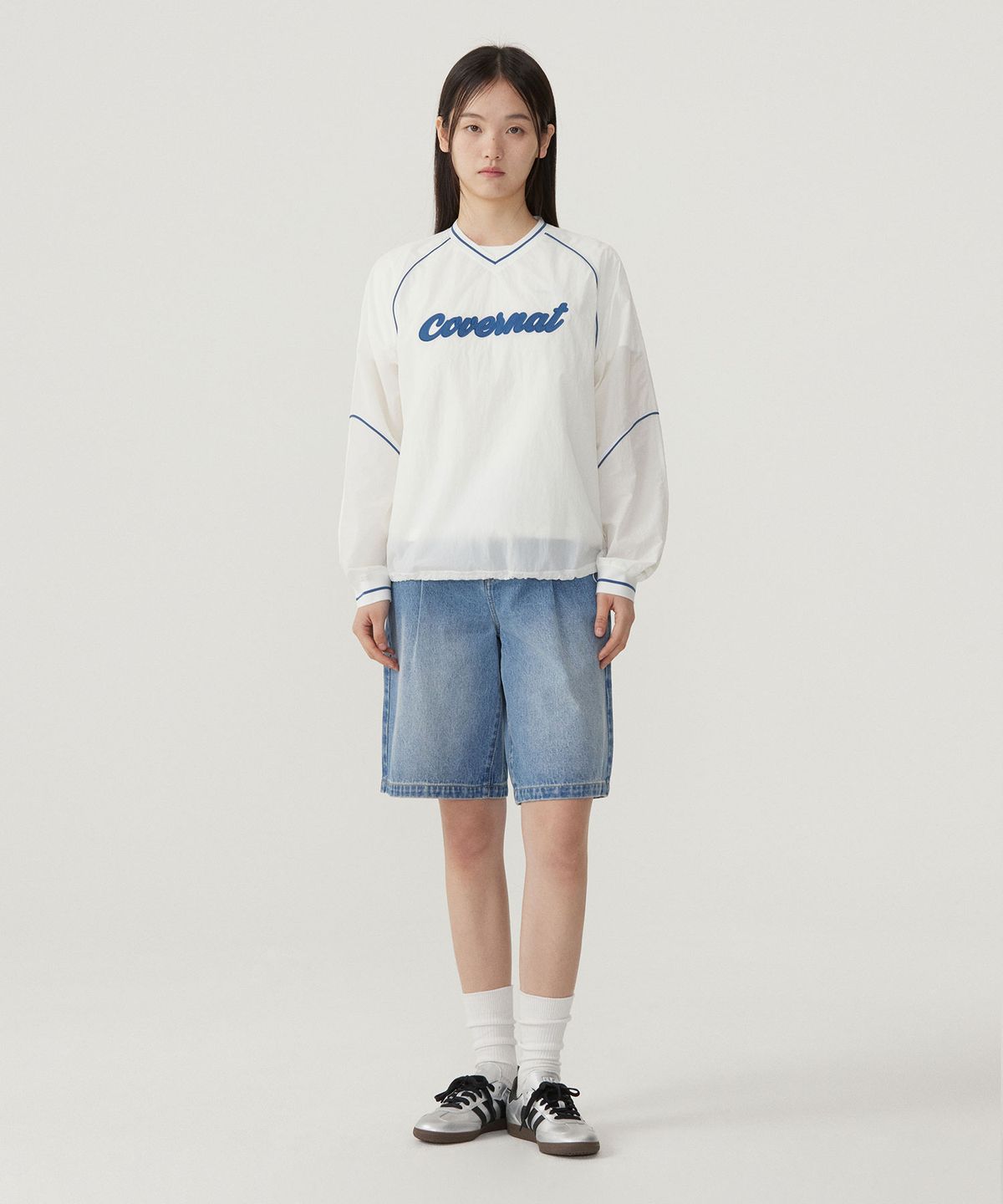 커버낫 우먼(COVERNAT WOMAN) 우먼 로고 나일론 롱슬리브 Ivory