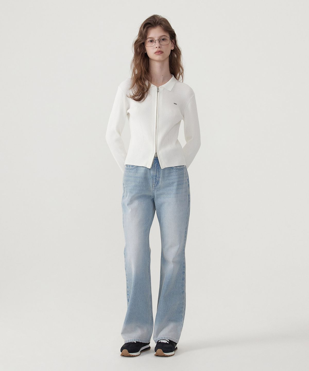 커버낫 우먼(COVERNAT WOMAN) 우먼 카라 슬림핏 집업 가디건 White