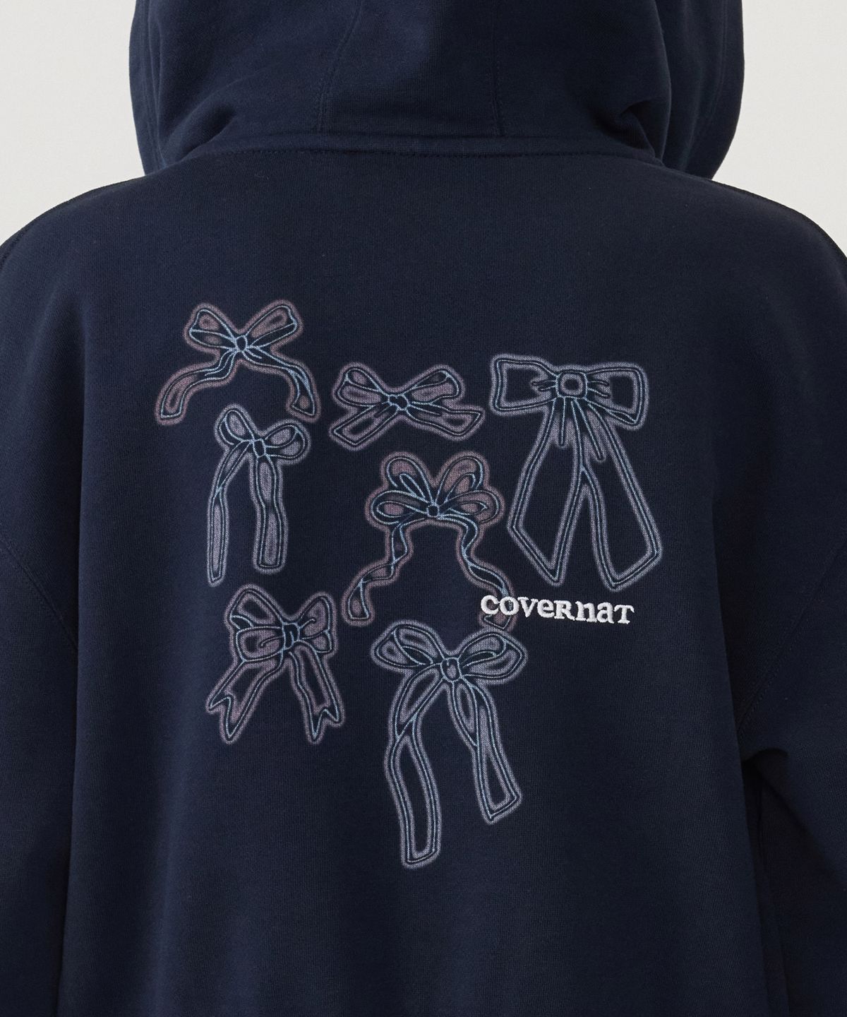 커버낫 우먼(COVERNAT WOMAN) 우먼 리본 크롭 후드집업 Navy