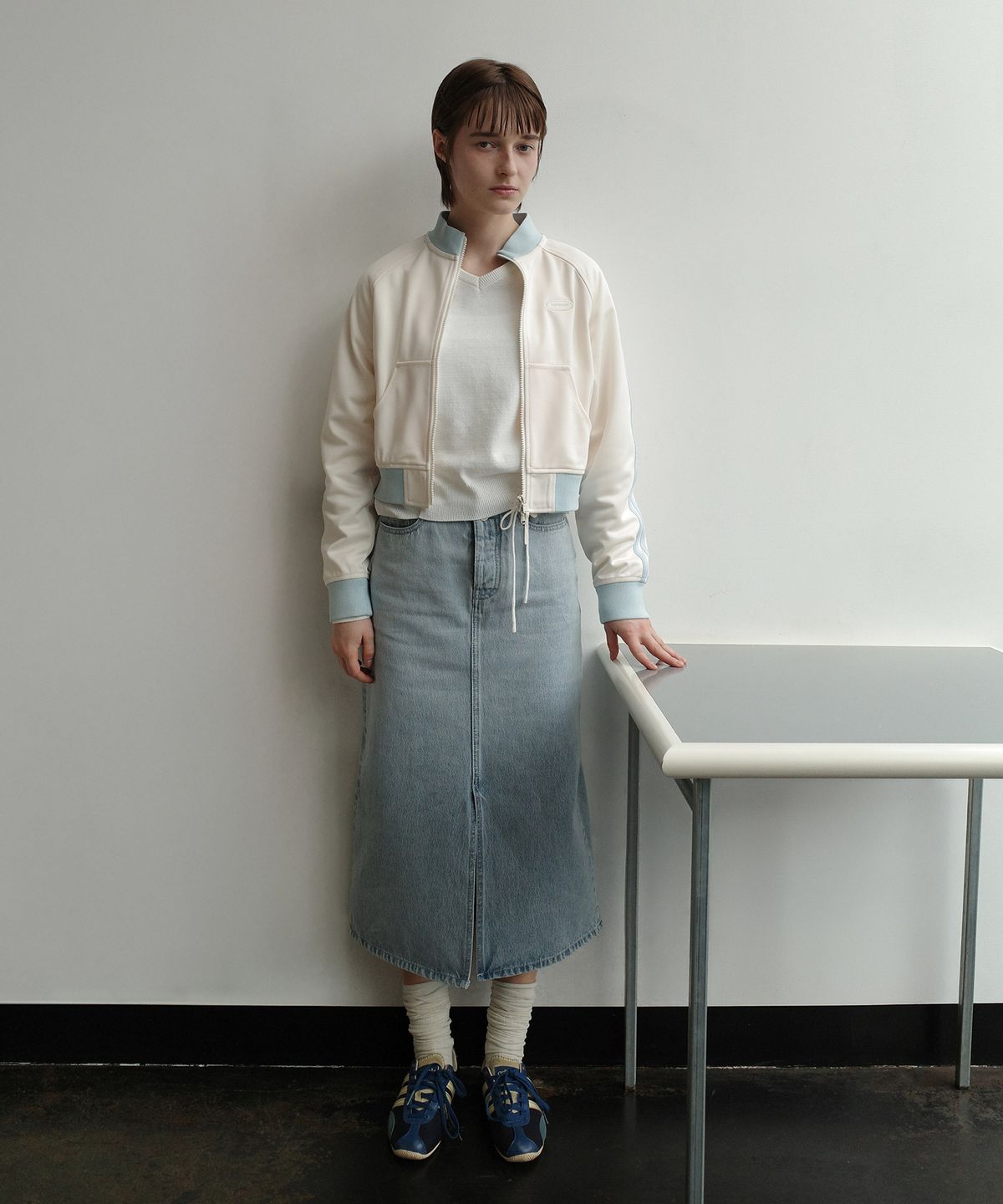 커버낫 우먼(COVERNAT WOMAN) 우먼 저지 트랙 자켓 Ivory