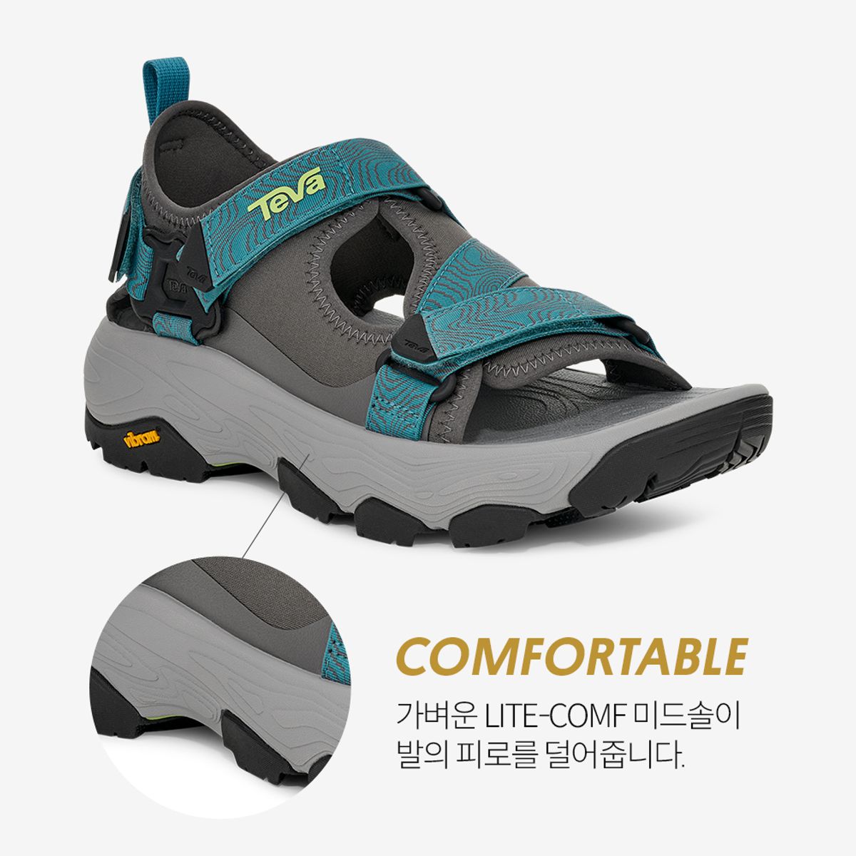 테바(TEVA) 비브람솔 남성 그랜드뷰 맥스 샌들 (DKG) STVM2514770-DKG