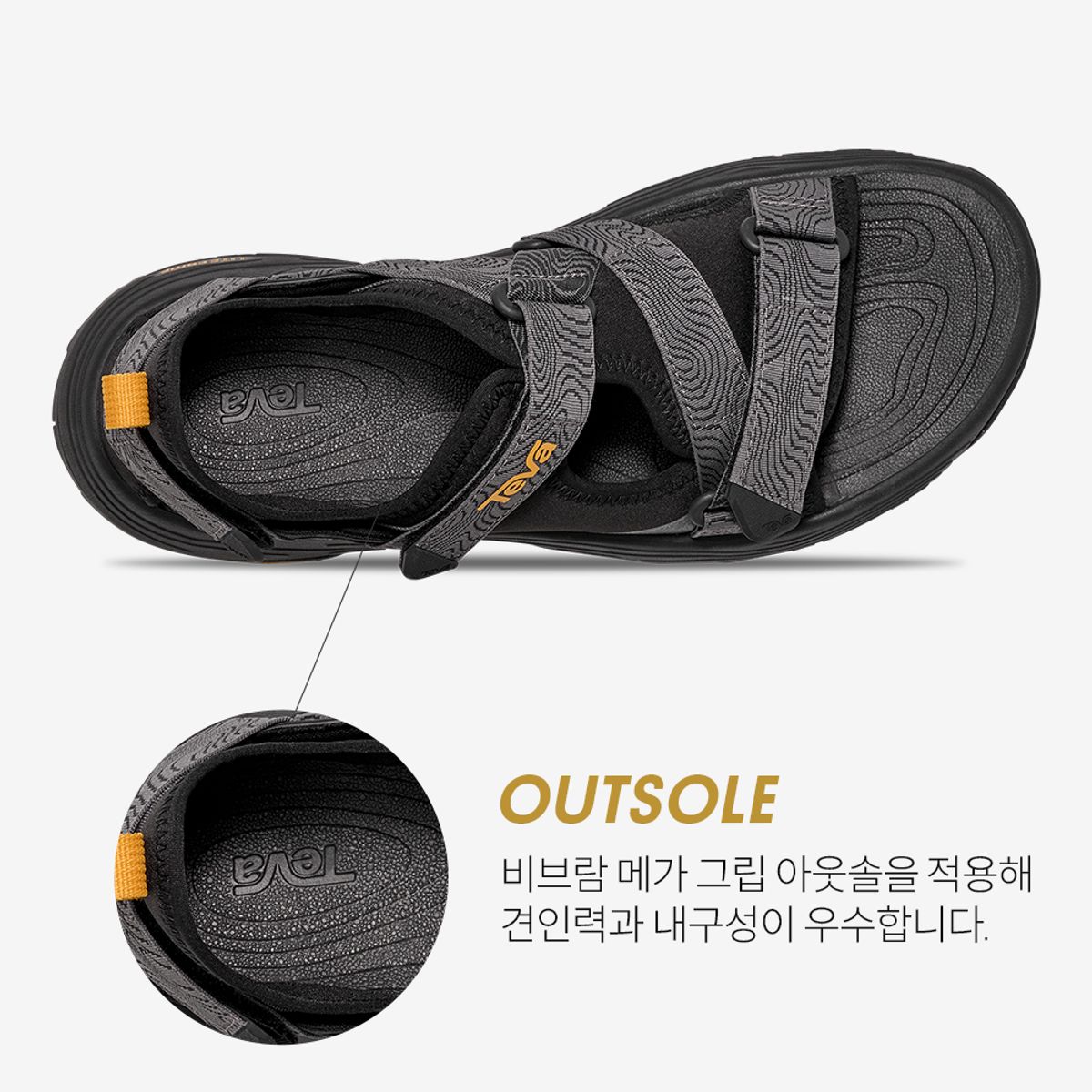 테바(TEVA) 비브람솔 남성 그랜드뷰 맥스 샌들 (BLK) STVM2514770-BLK