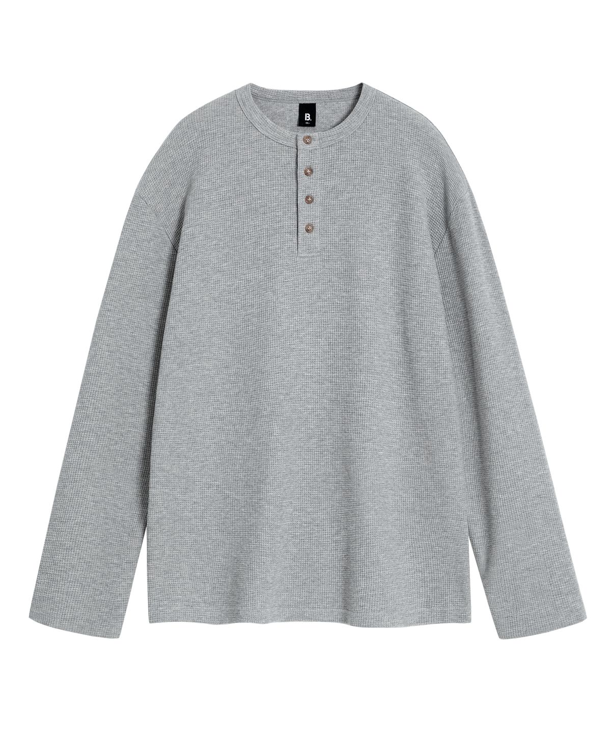 브렌슨(BRENSON) ( Waffle ) 루즈핏 와플 헨리넥 긴팔티 ( 4Color )