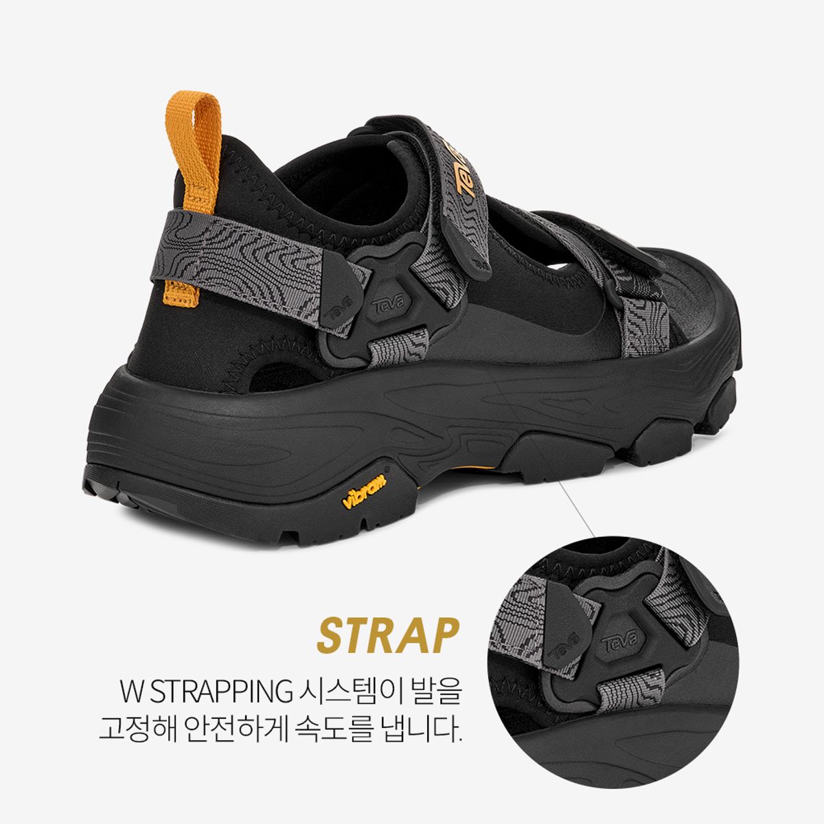 테바(TEVA) 비브람솔 여성 그랜드뷰 맥스 샌들 (BLK) STVF2516230-BLK