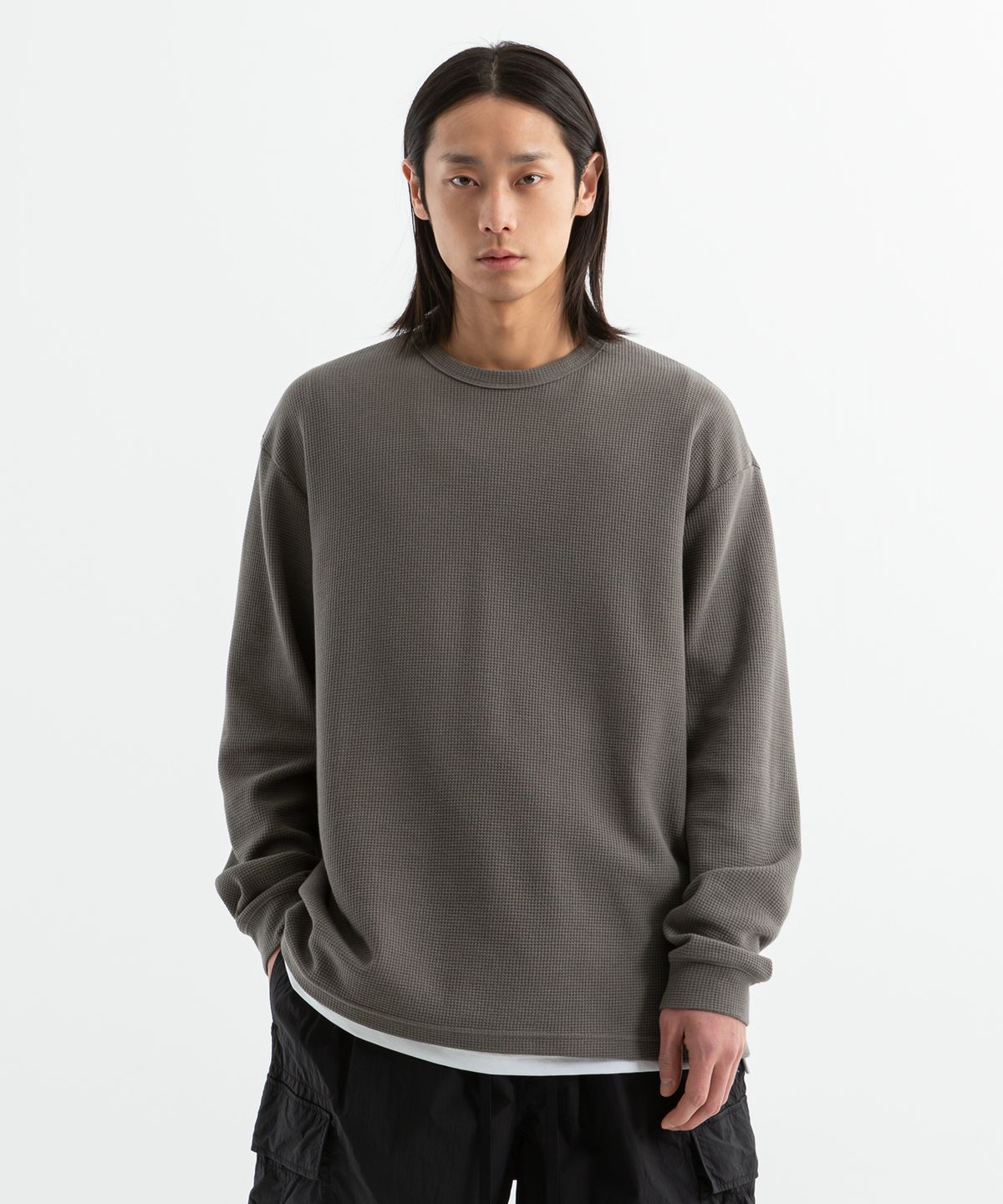 브렌슨(BRENSON) ( Waffle ) 오버핏 와플 시보리 긴팔티 ( 4Color )