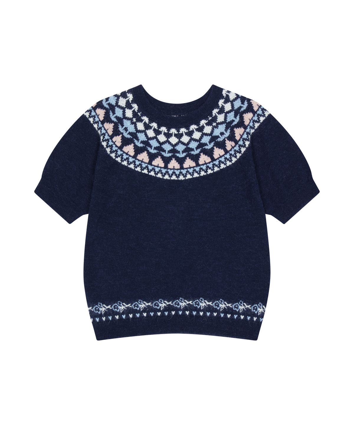 반원 아틀리에(VANONE ATELIER) KN4261 플로럴 라운드 니트_Navy