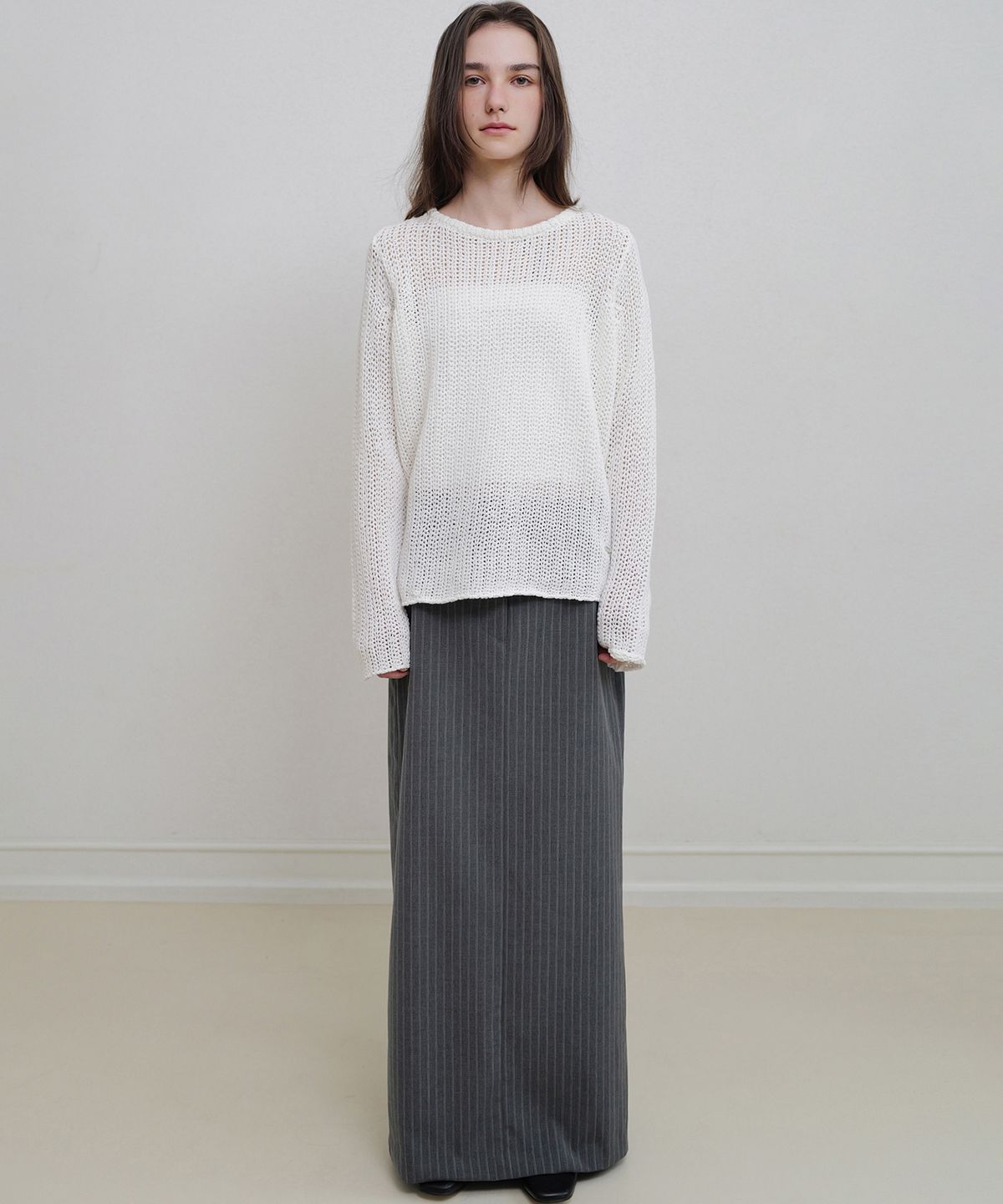 앤니즈(ANDNEEDS) Frankie long skirt (charcoal)