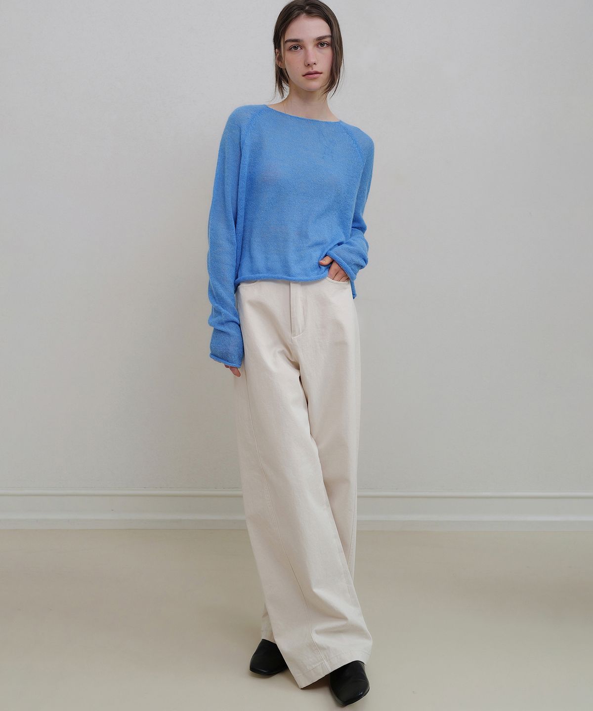 앤니즈(ANDNEEDS) Den wide cotton pants (cream)