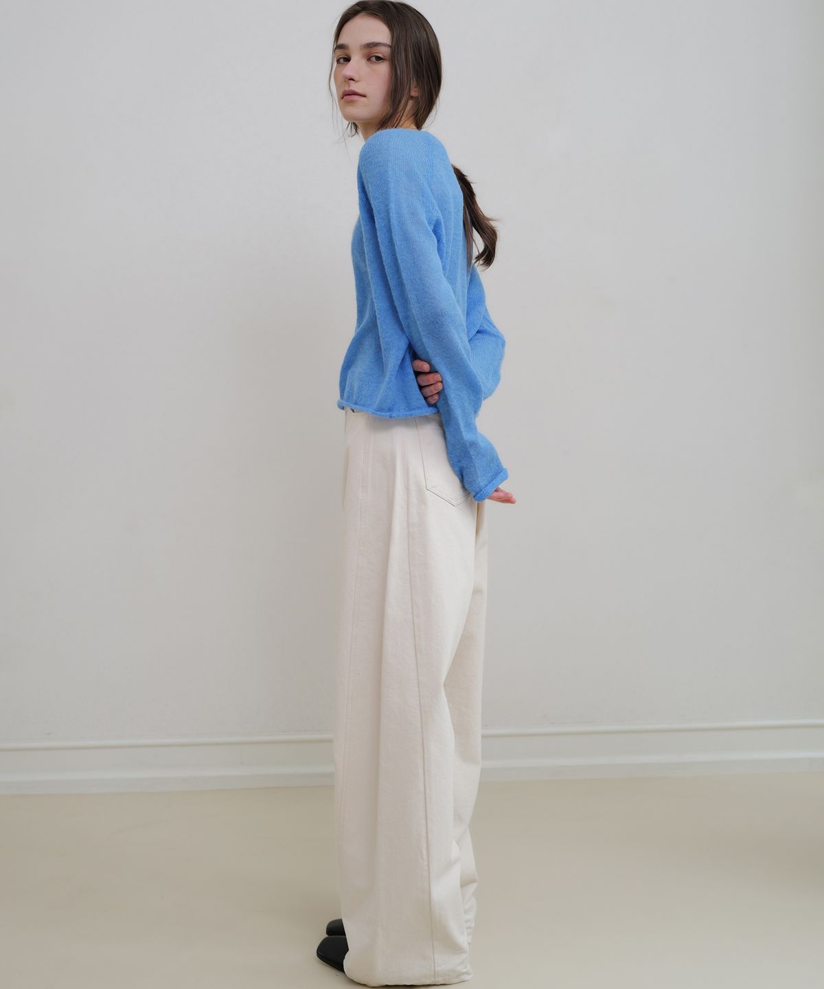 앤니즈(ANDNEEDS) Den wide cotton pants (cream)