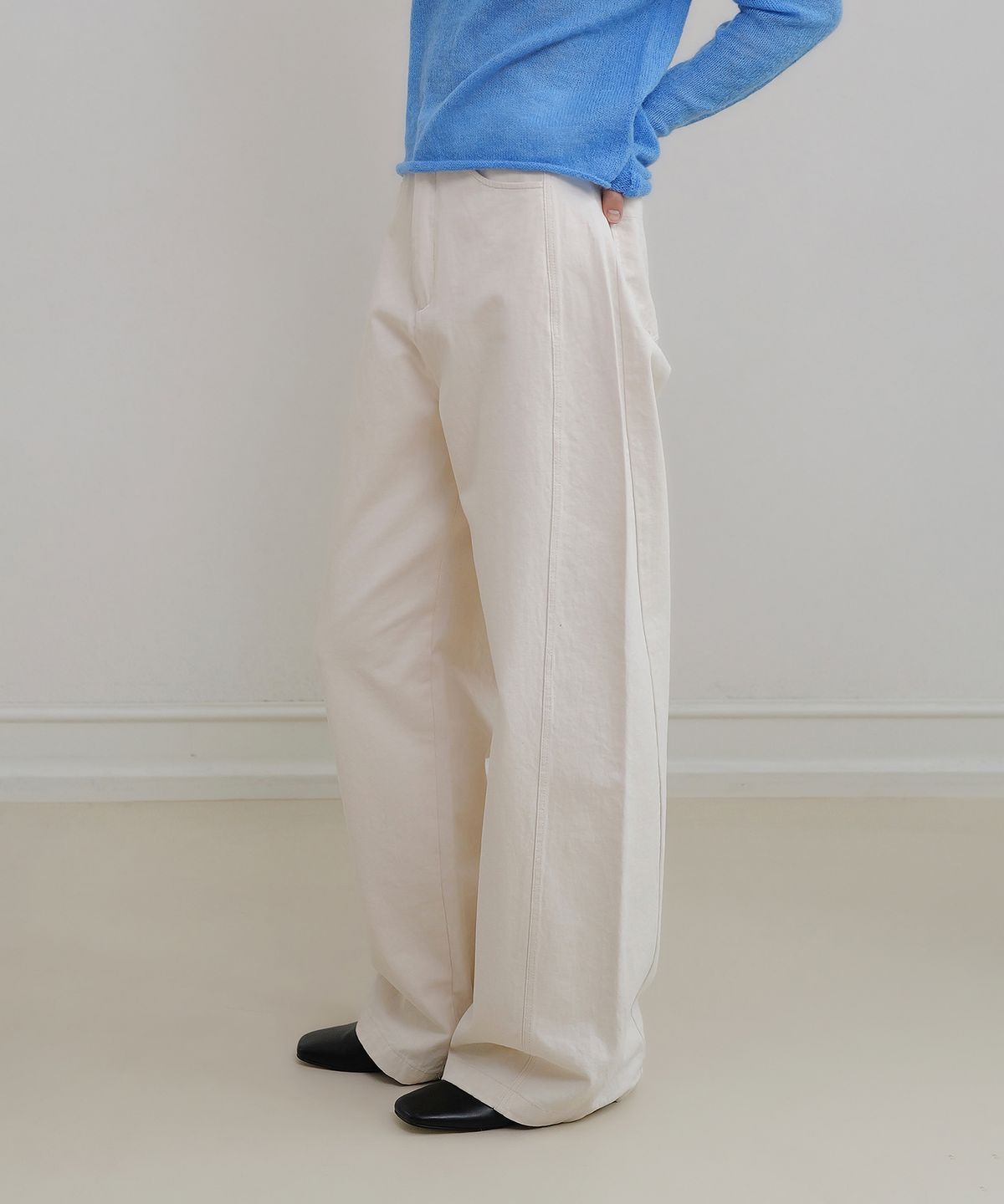 앤니즈(ANDNEEDS) Den wide cotton pants (cream)