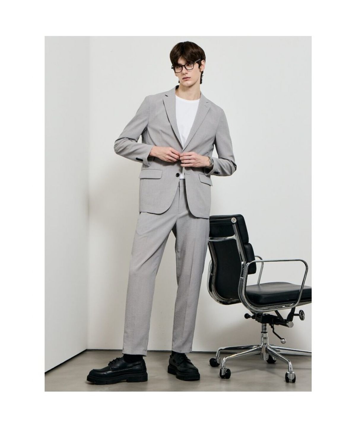 GLXY (갤럭시 라이프스타일)(GLXY (GALAXY LIFESTYLE)) GLXY [갤럭시라이프스타일][三無衣服] 스트레치 셋업 팬츠  라이트 그레이