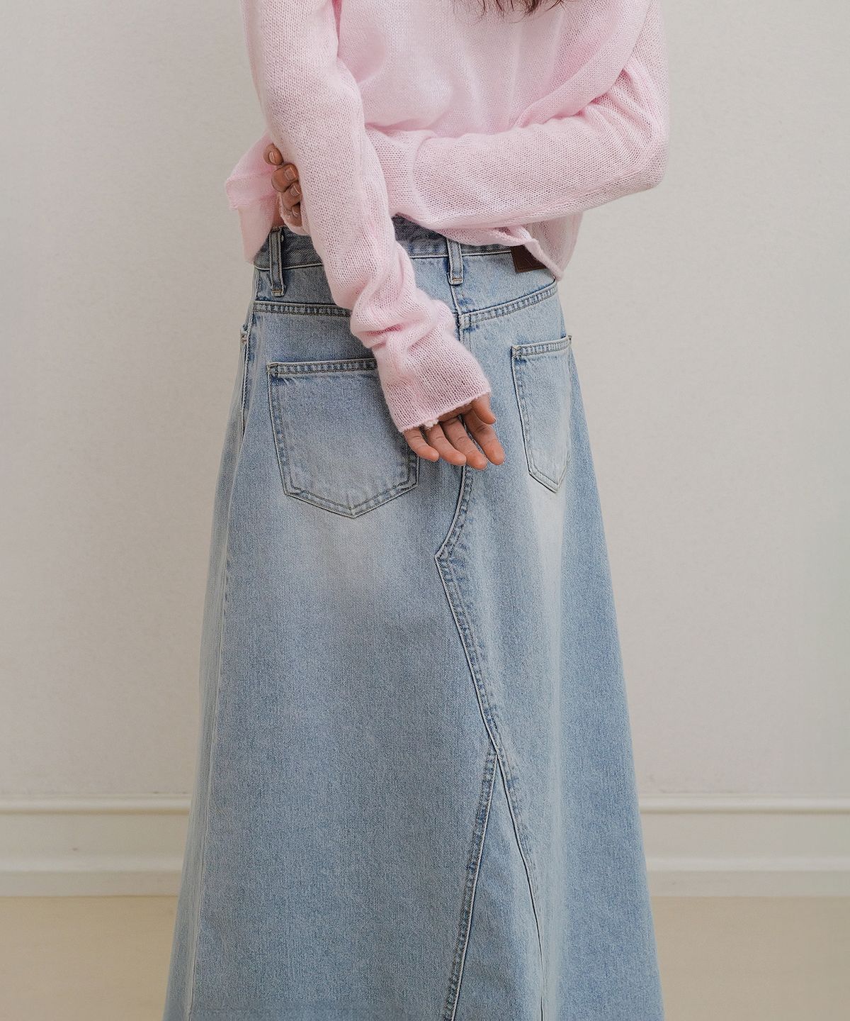 앤니즈(ANDNEEDS) A line denim skirt (blue)