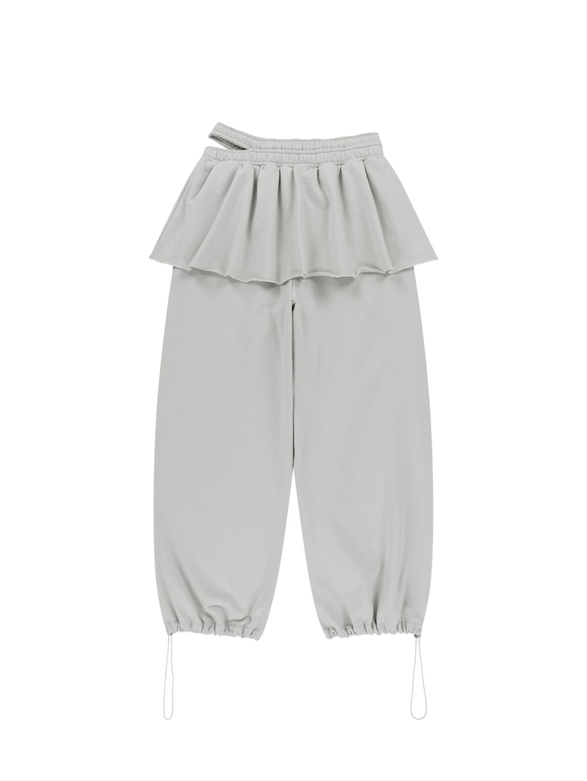 뚜오미오(TUOMIO) DOUBLE WAIST SKIRT SWEATPANTS [LIGHT GREY]