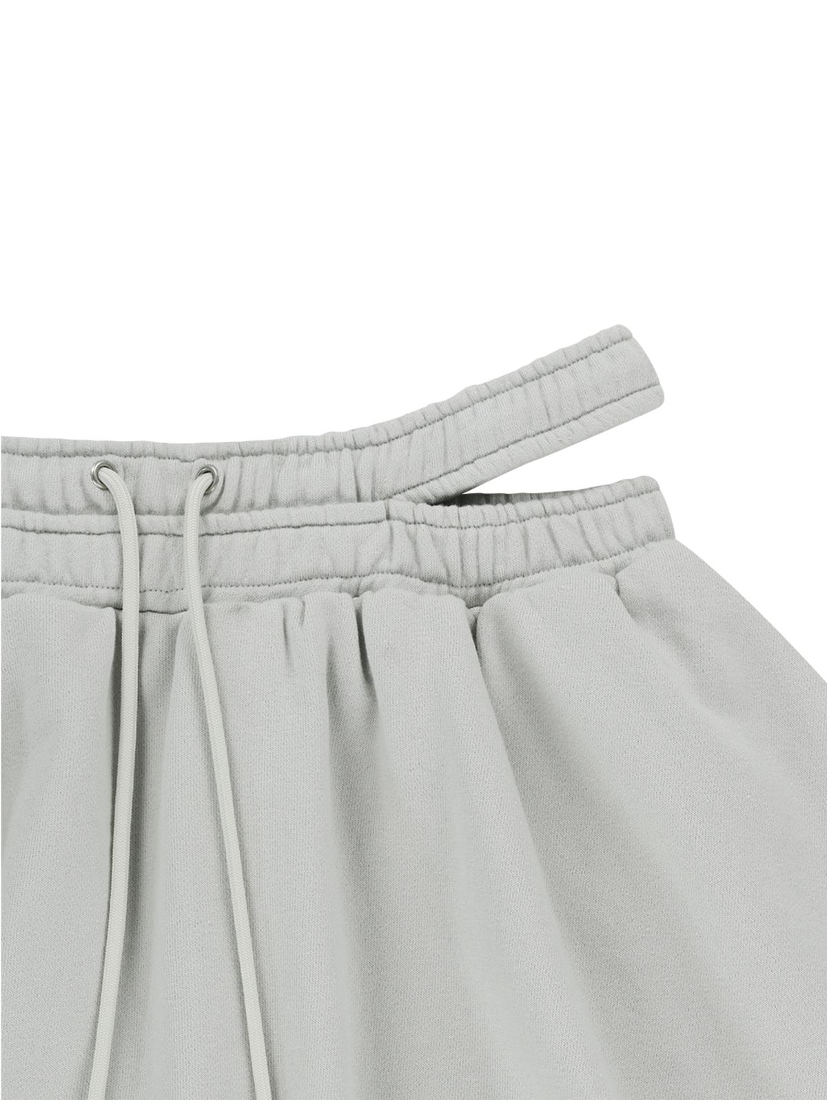 뚜오미오(TUOMIO) DOUBLE WAIST SKIRT SWEATPANTS [LIGHT GREY]