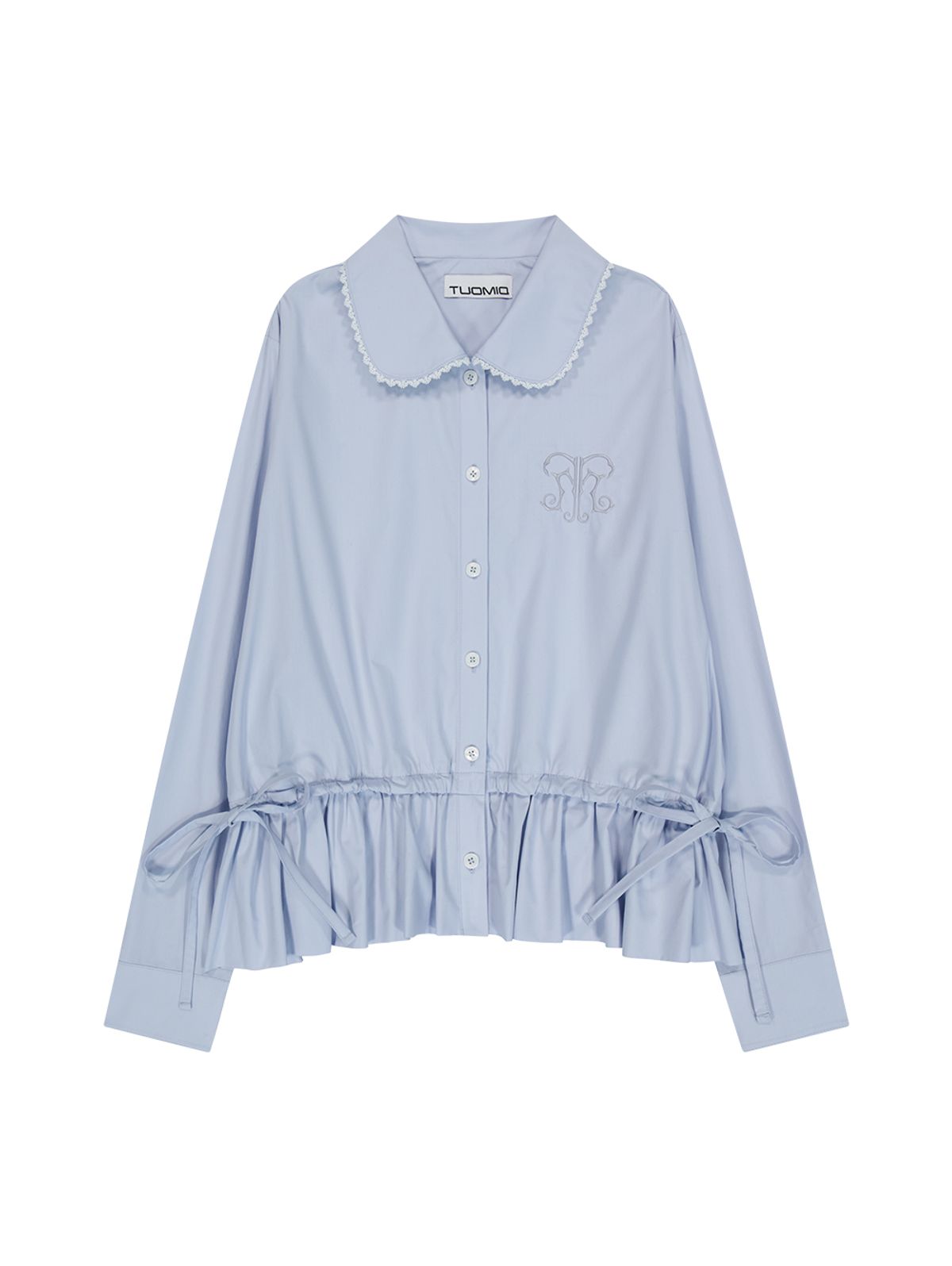 뚜오미오(TUOMIO) BIG COLLAR EMBLEM SHIRT [BABY BLUE]