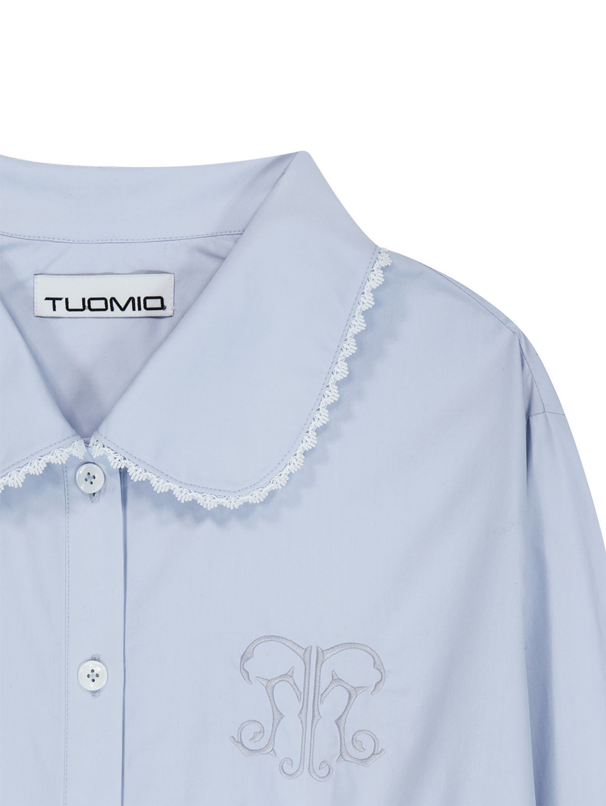 뚜오미오(TUOMIO) BIG COLLAR EMBLEM SHIRT [BABY BLUE]