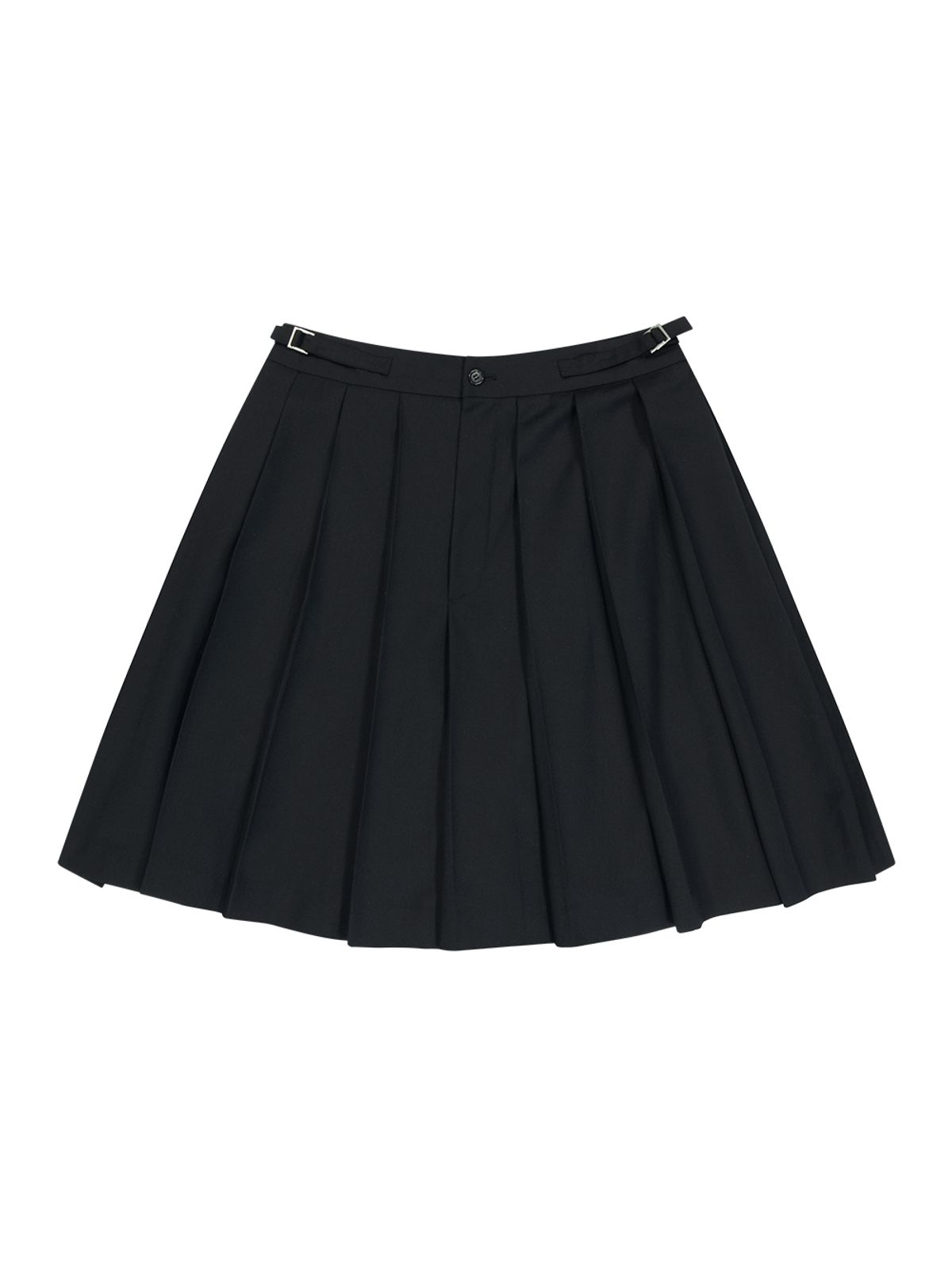 뚜오미오(TUOMIO) MIDI PLEATS RIBBON CULOTTE PANTS [BLACK]