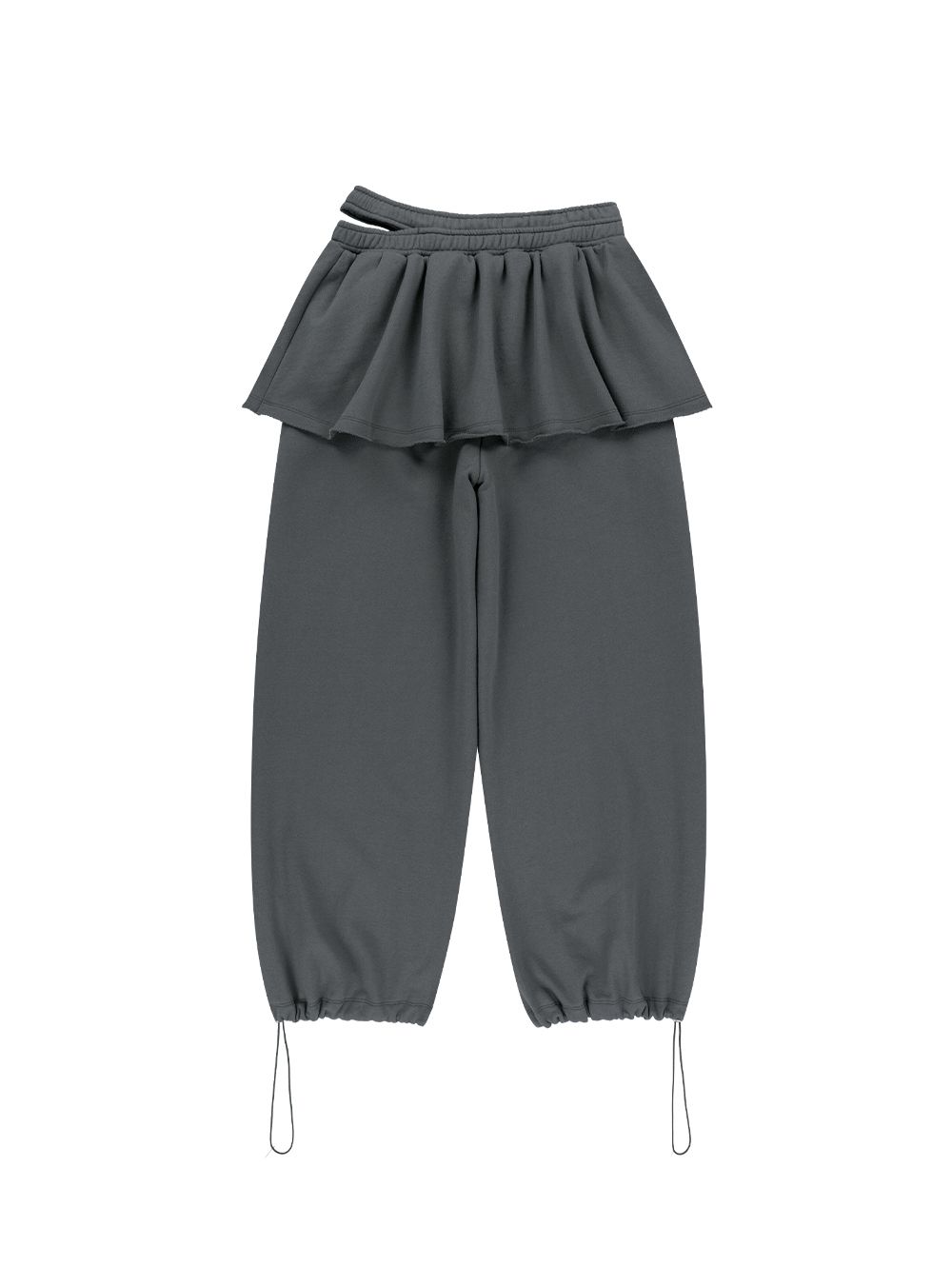 MUSINSA | TUOMIO DOUBLE WAIST SKIRT SWEATPANTS [CHARCOAL]