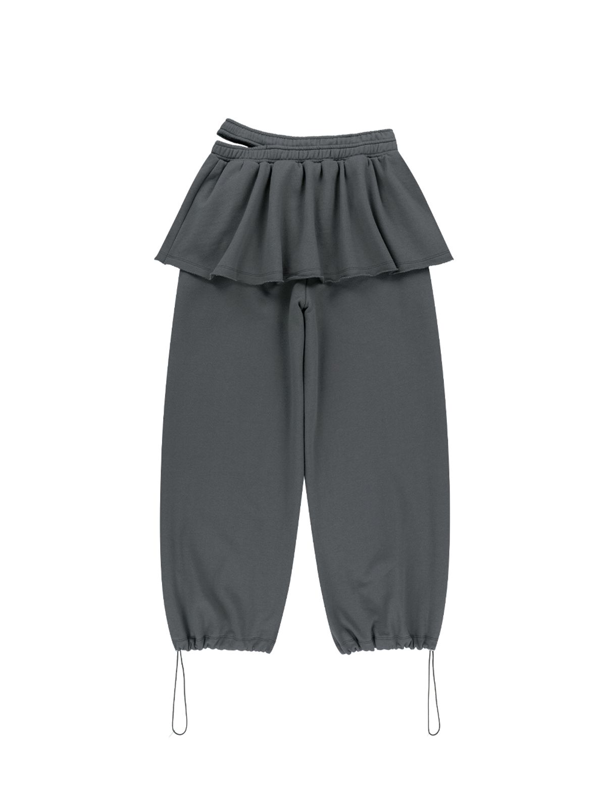 뚜오미오(TUOMIO) DOUBLE WAIST SKIRT SWEATPANTS [CHARCOAL]
