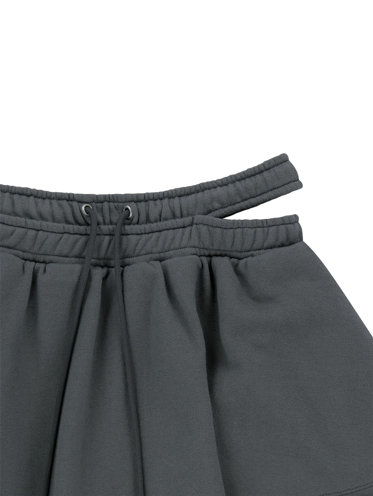 뚜오미오(TUOMIO) DOUBLE WAIST SKIRT SWEATPANTS [CHARCOAL]