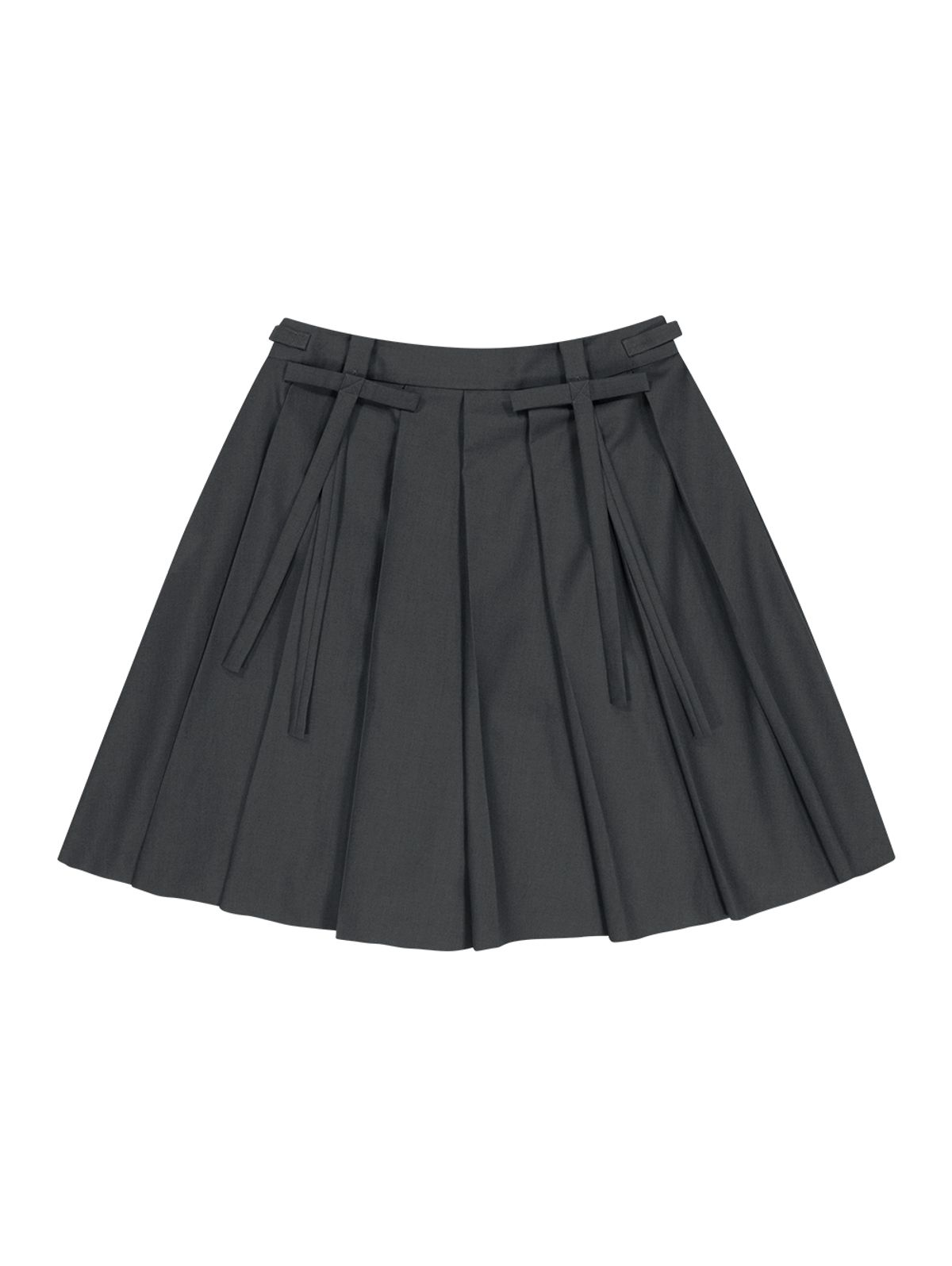 뚜오미오(TUOMIO) MIDI PLEATS RIBBON CULOTTE PANTS  [CHARCOAL]