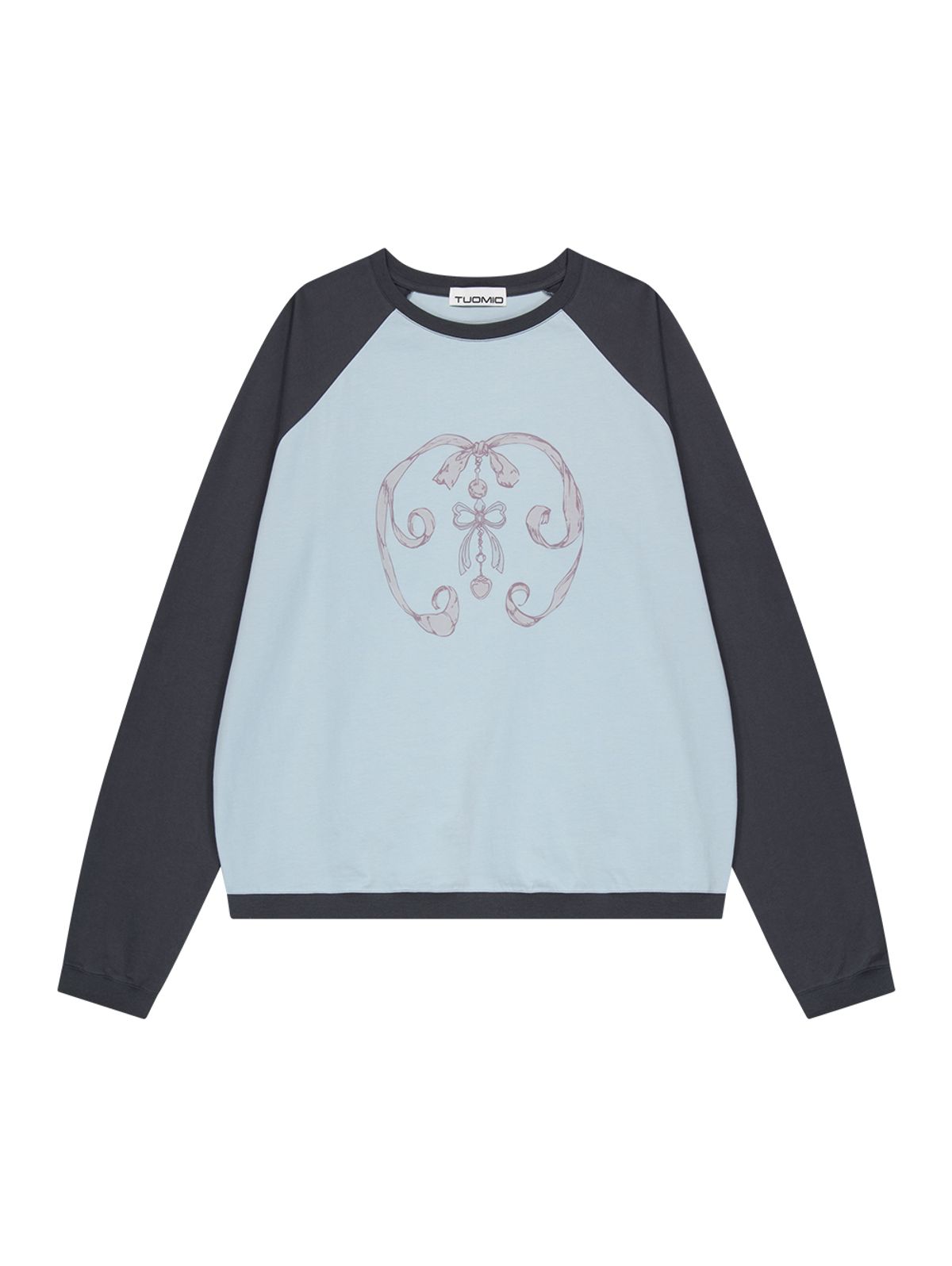 뚜오미오(TUOMIO) RIBBON GRAPHIC LONG SLEEVES [BABY BLUE]