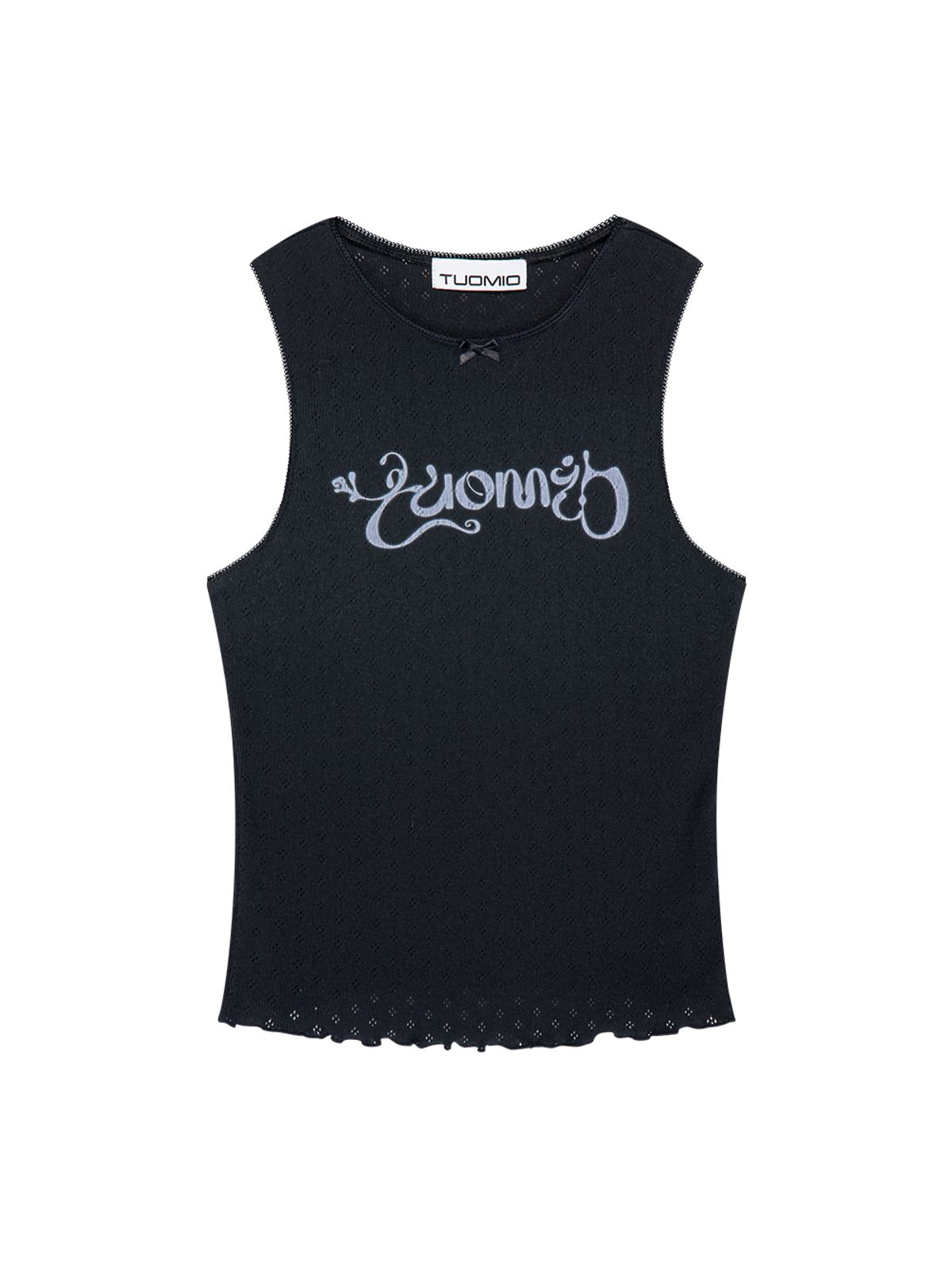 뚜오미오(TUOMIO) POINTELLE RIBBON TANK [BLACK]