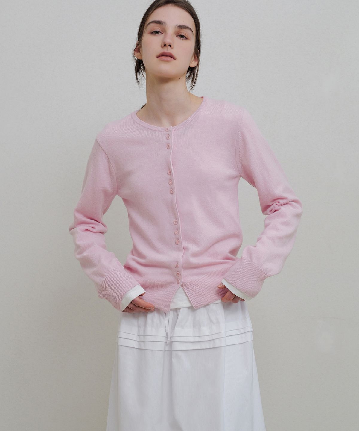 앤니즈(ANDNEEDS) Mari round cardigan (baby pink)