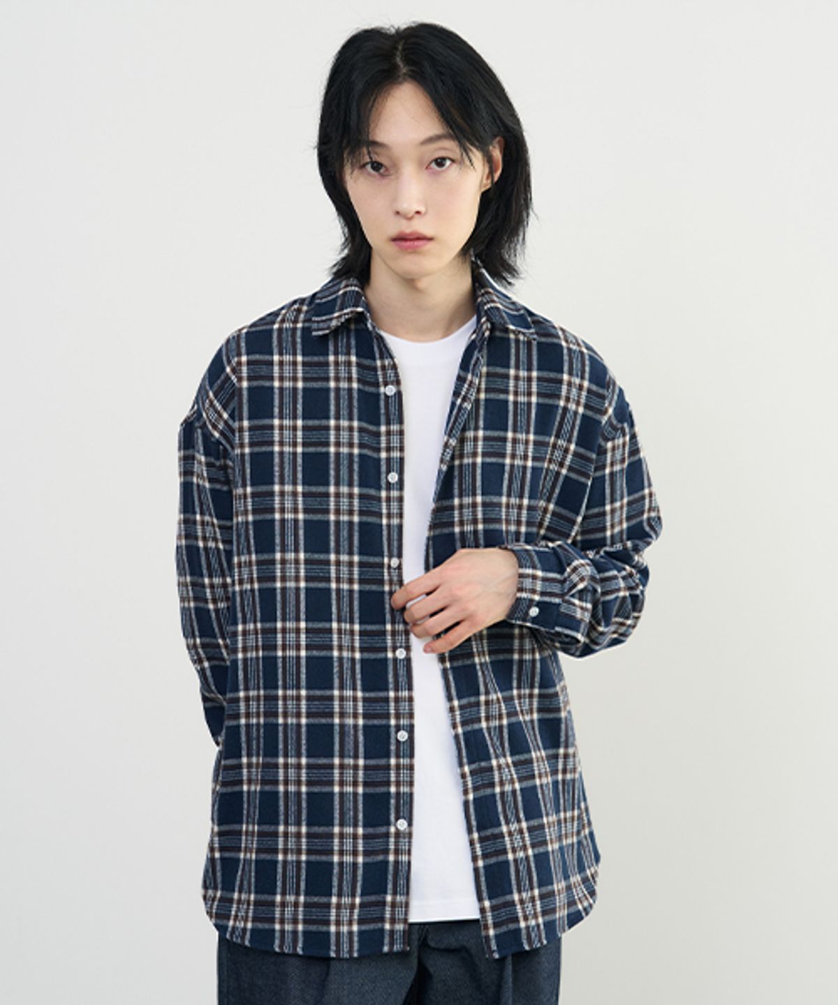 어레이드(ARRAYED) 네추럴 오버핏 체크 셔츠 [BROWN]